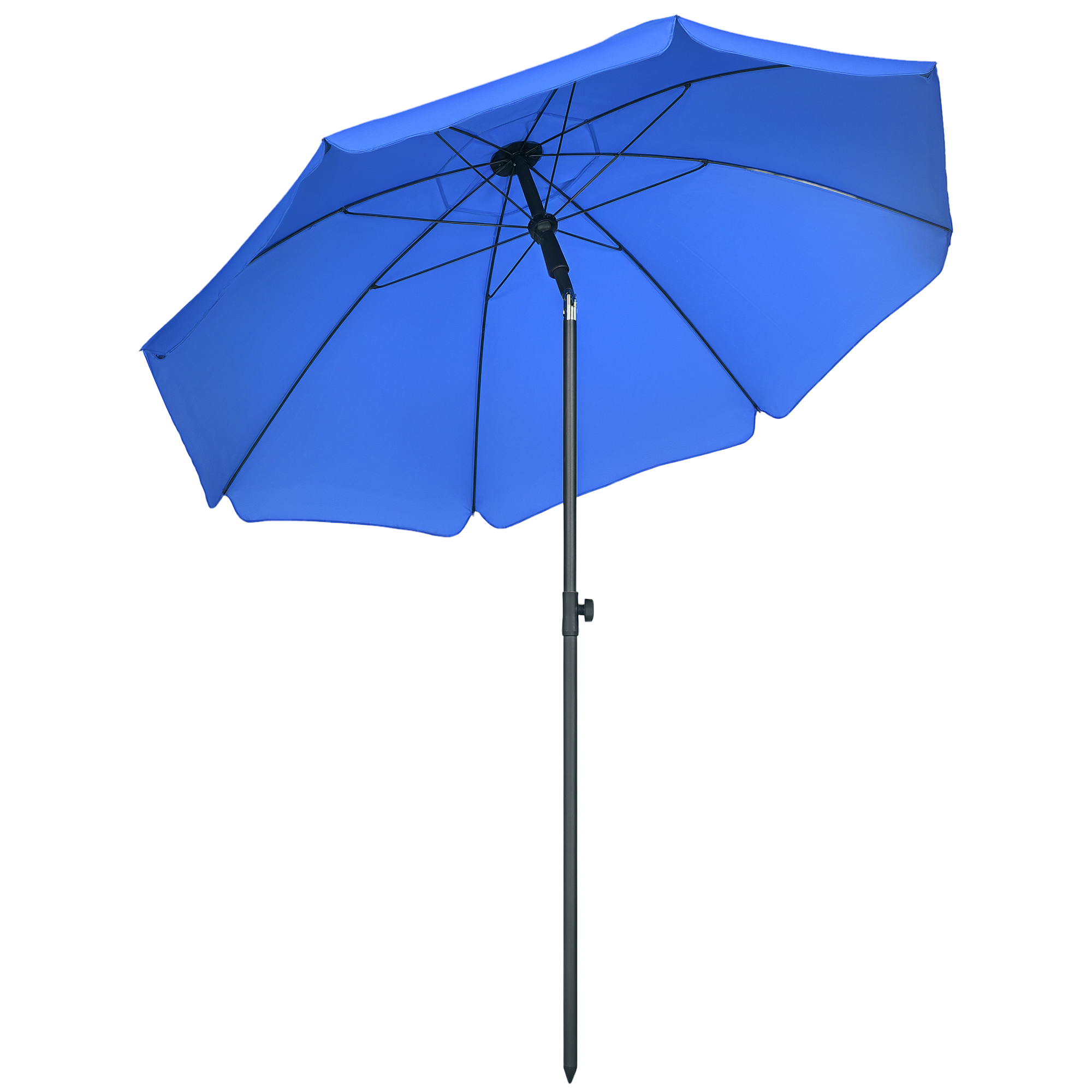 Outsunny Strandschirm, Sonnenschirm, mit Belüftungsöffnungen, verstellbare Neigung, UV50+ Ø1,80, Blau