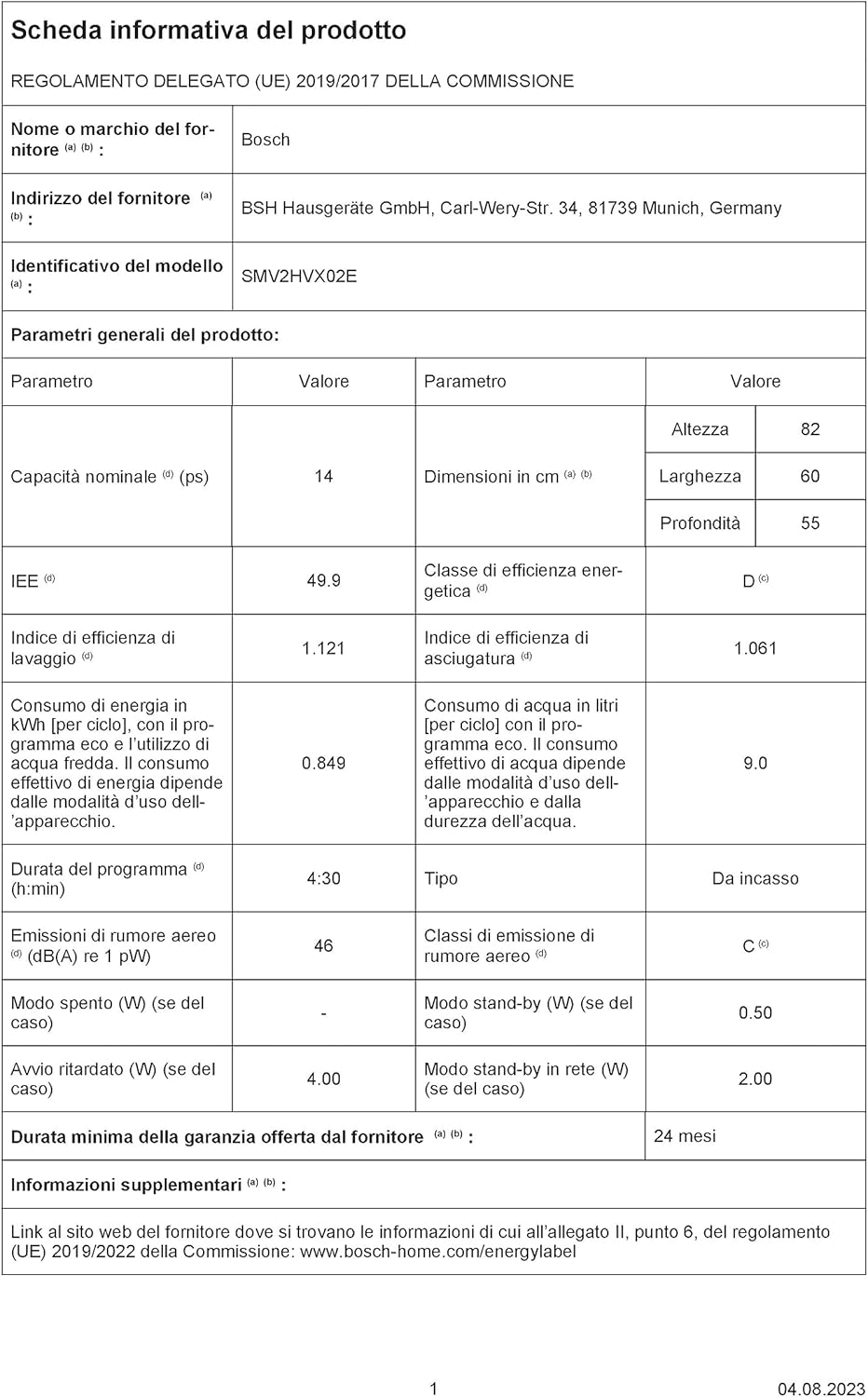 Bosch Elettrodomestici SMV2HVX02E Serie 2, Lavastoviglie da incasso a scomparsa totale, Home Connect, Diagnostica da remoto, Assistente al lavaggio, Programma Preferito, InfoLight, 3 cestello, 60 cm