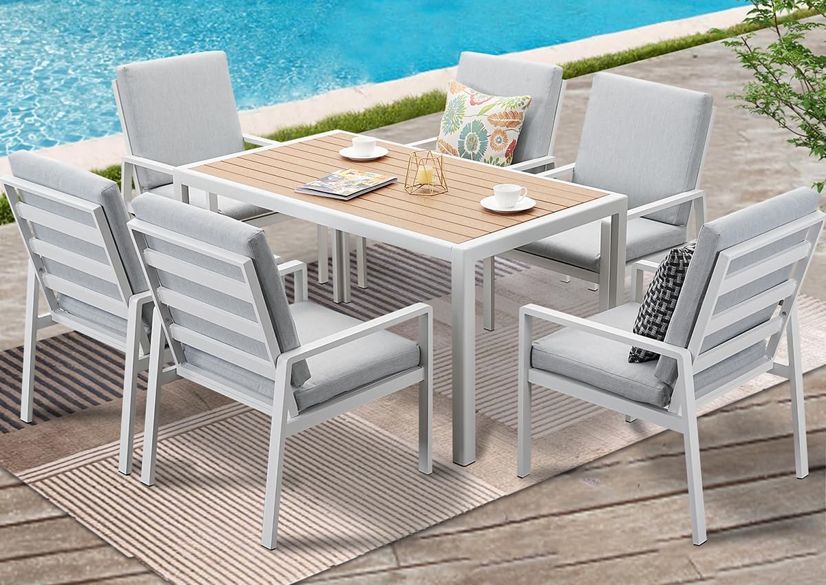 GLP Gartenlounge-Set Garten-Essgruppe, 7-TLG., 6 Sessel, 9400-P1+P2, (Gartenmöbel Set, 1 Esstisch, inkl. Auflagen, Aluminium)