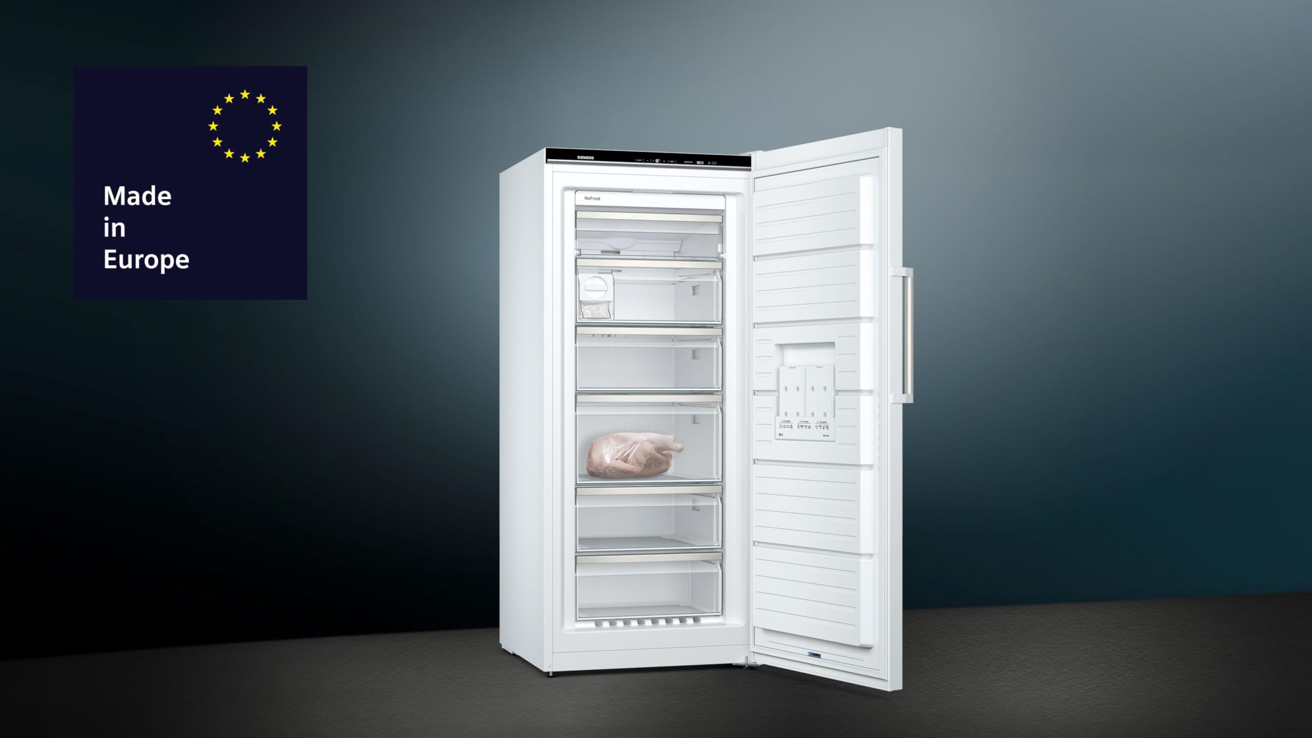 Freistehender Gefrierschrank iQ500 GS51NAWCV 289 L mit noFrost und bigBox, 161 x 70 cm, in Weiß