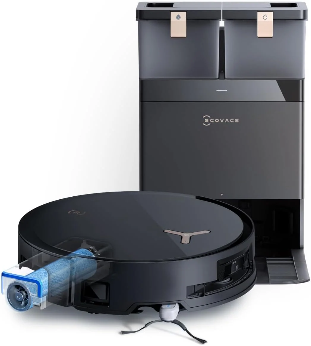 ECOVACS DEEBOT X8 PRO Omni Saugroboter mit Wischfunktion, OZMO Roller mit kontinuierliches Wischen & Selbstreinigung, 18.000 Pa, 12-in-1 Station, 40–75 °C Heißwasser-Moppreinigung, YIKO-GPT