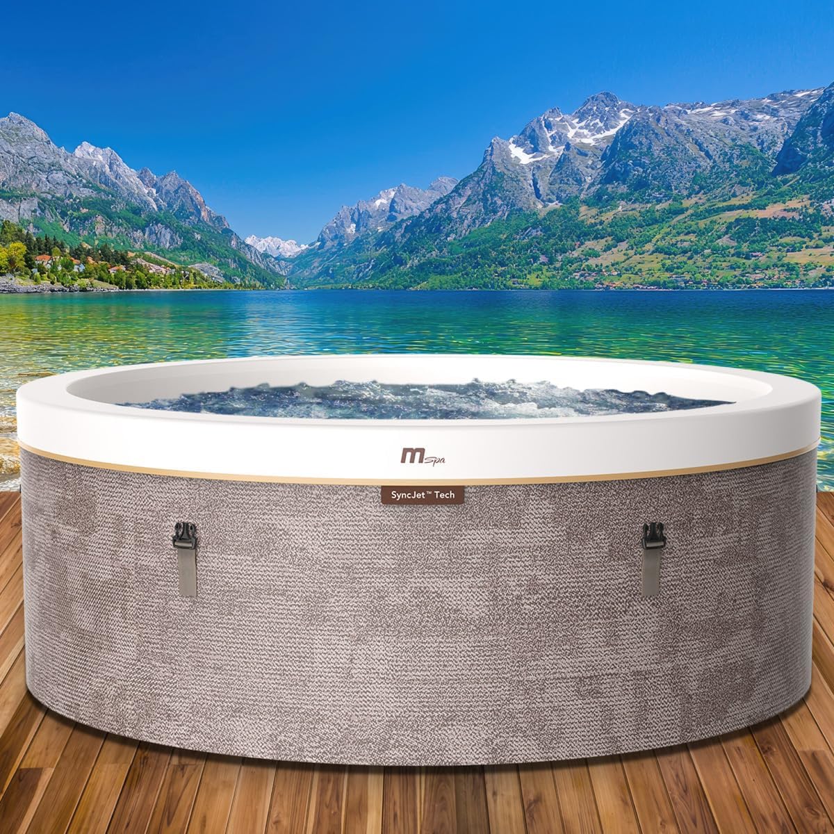BRAST Badewannen mit Sprudelfunktion, 180x65 cm, Mehrfarbig, Whirlpool MSpa Cocoon für 6 Personen mit Schaumstruktur