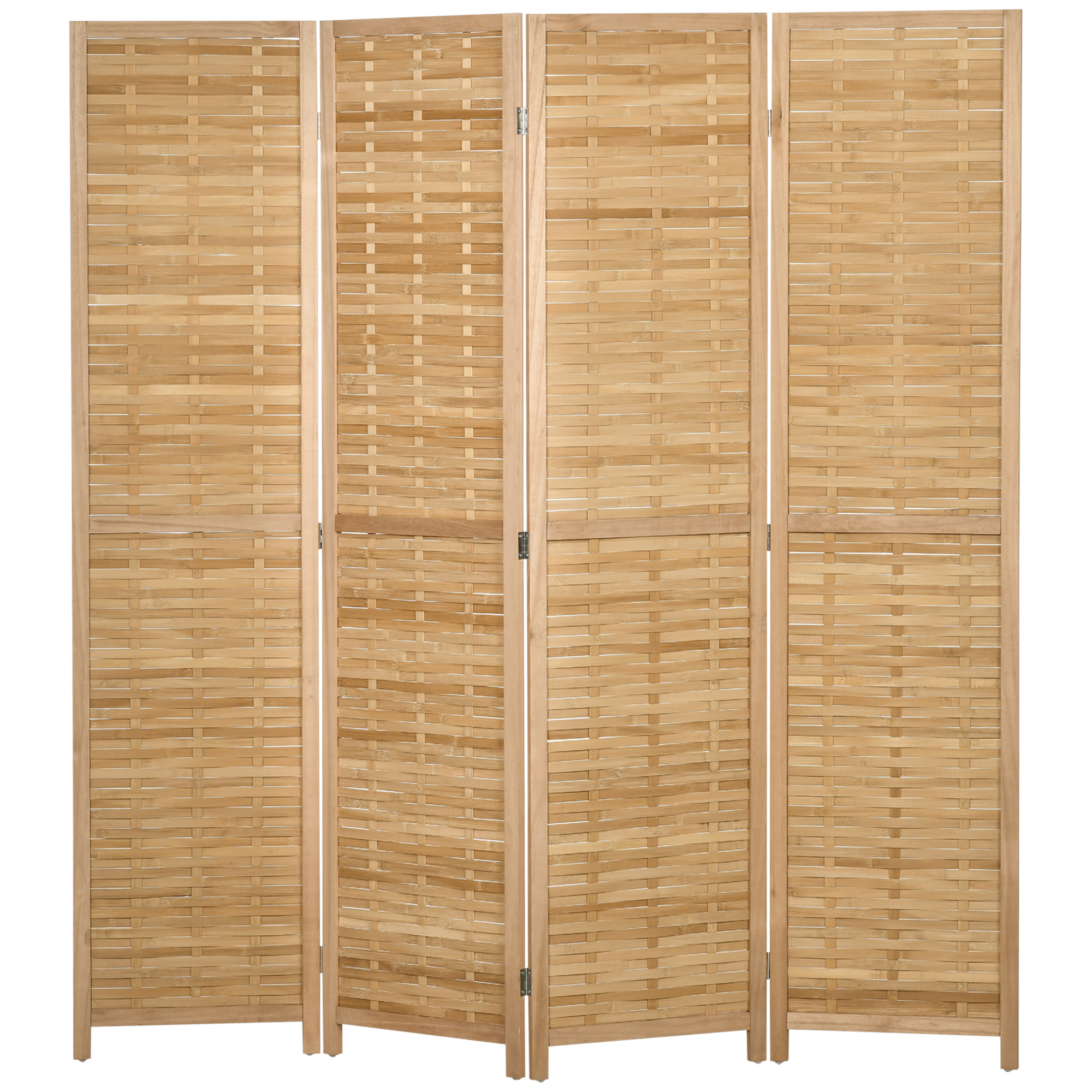 HOMCOM 4-teiliger Raumteiler, 160 x 170 cm Faltbarer Sichtschutz aus Bambus für Wohnzimmer, Schlafzimmer, Natur