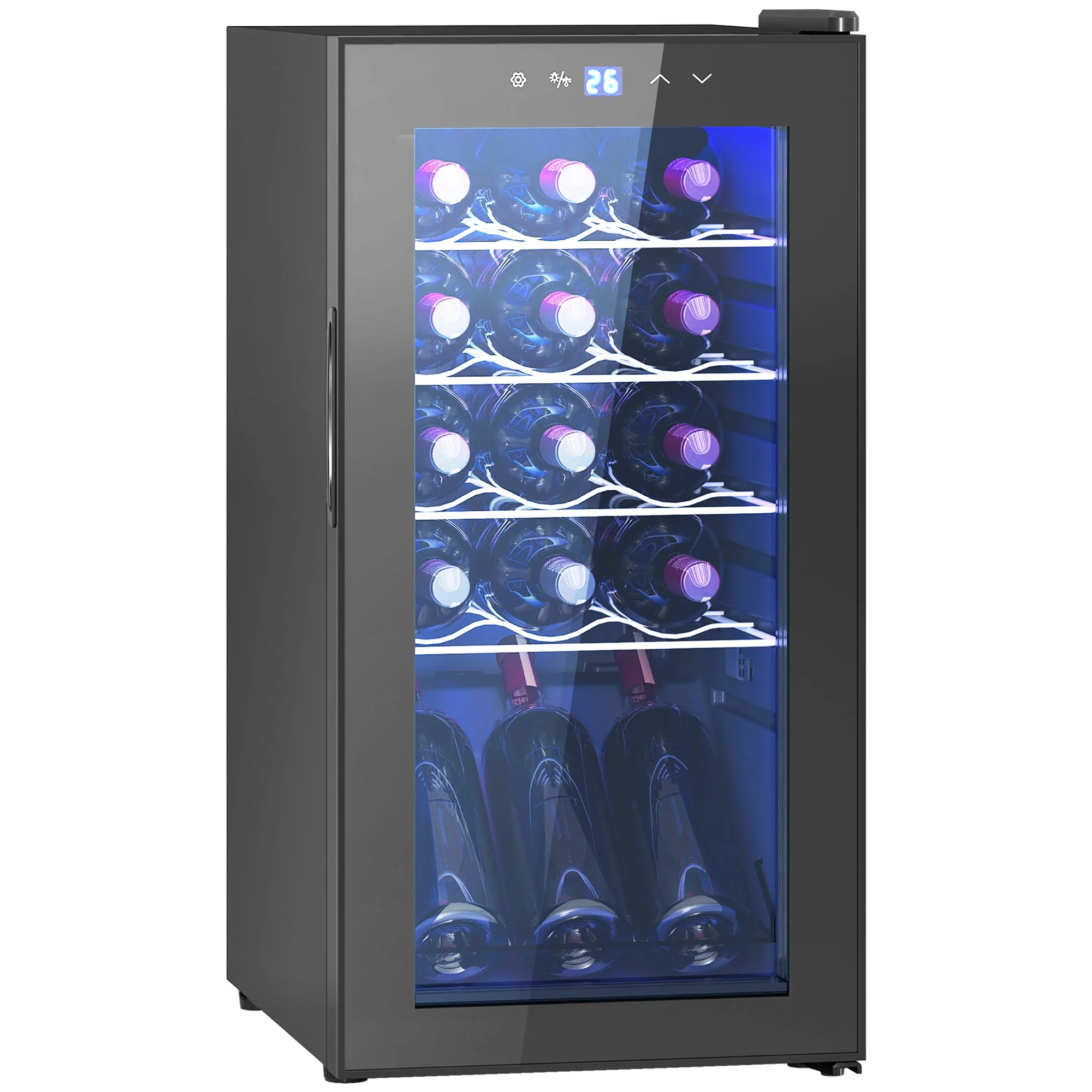 Cantinetta Vino Refrigerata per 15 Bottiglie Capacità 44L con Controllo Temperatura Nero