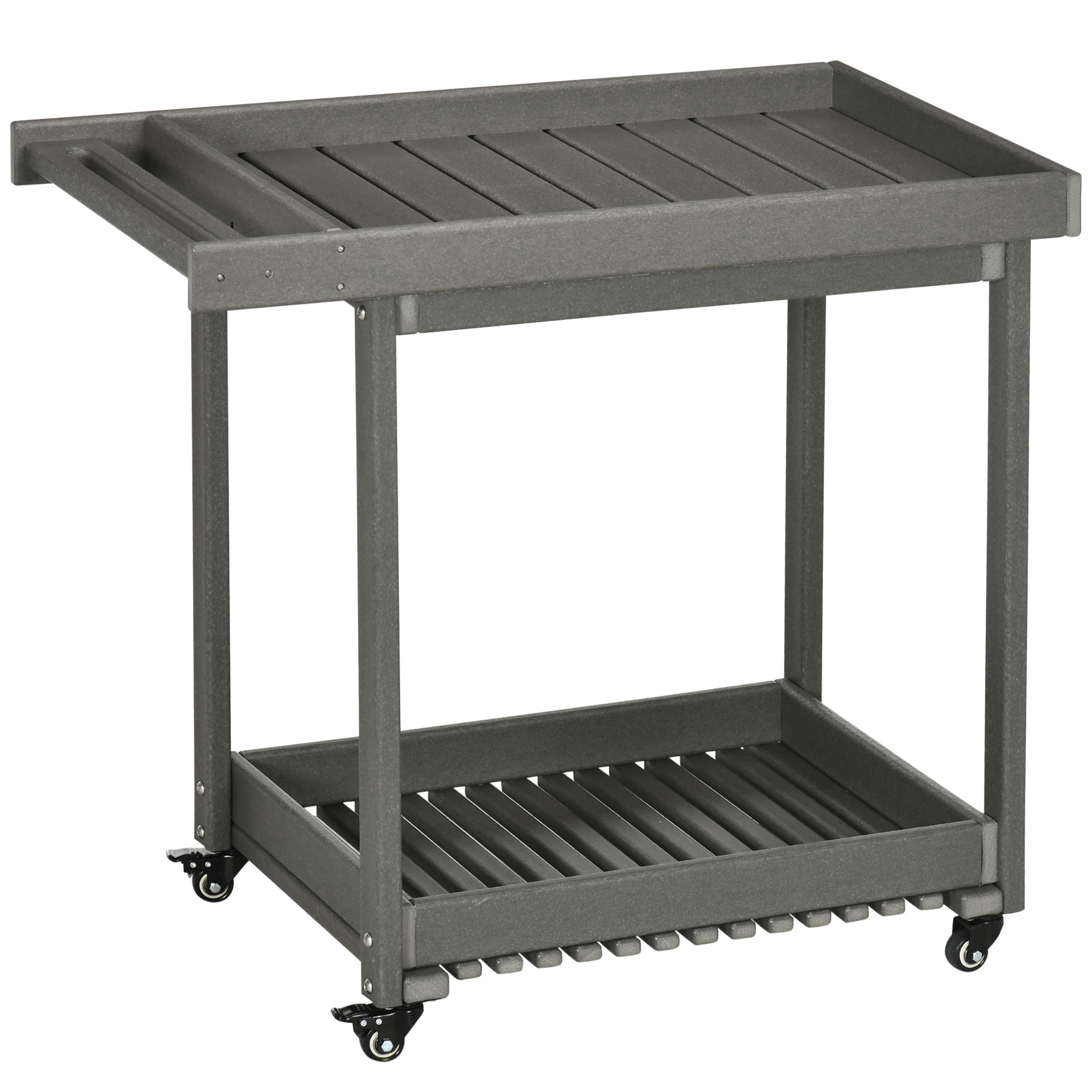 Outsunny Servierwagen mit Handtuchhaltern, 1 untere Ablage, 4 Rollen, 87 cm x 50 cm x 80 cm, Dunkelgrau