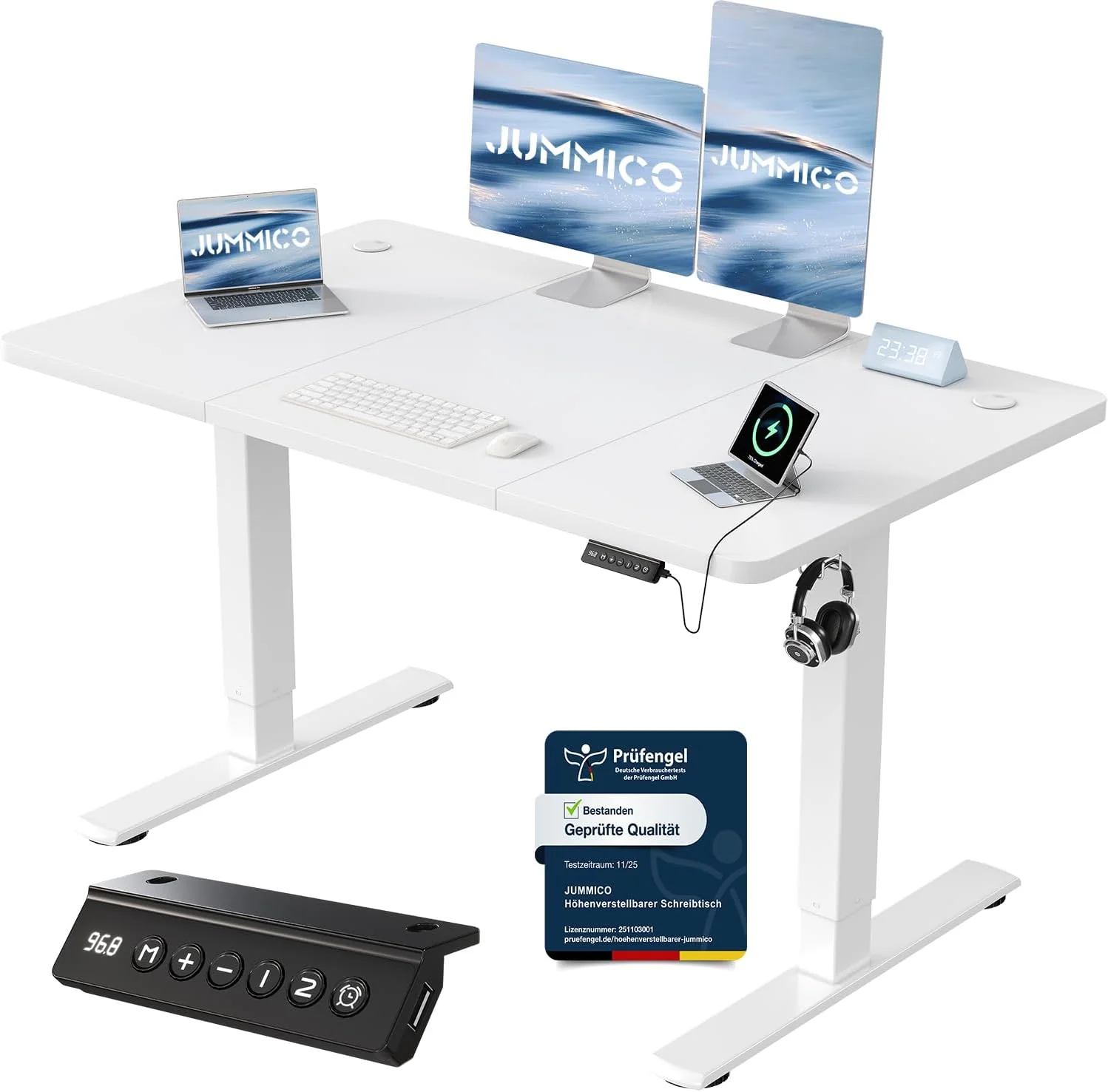 JUMMICO Elektrisch höhenverstellbarer Schreibtisch mit USB-Anschluss