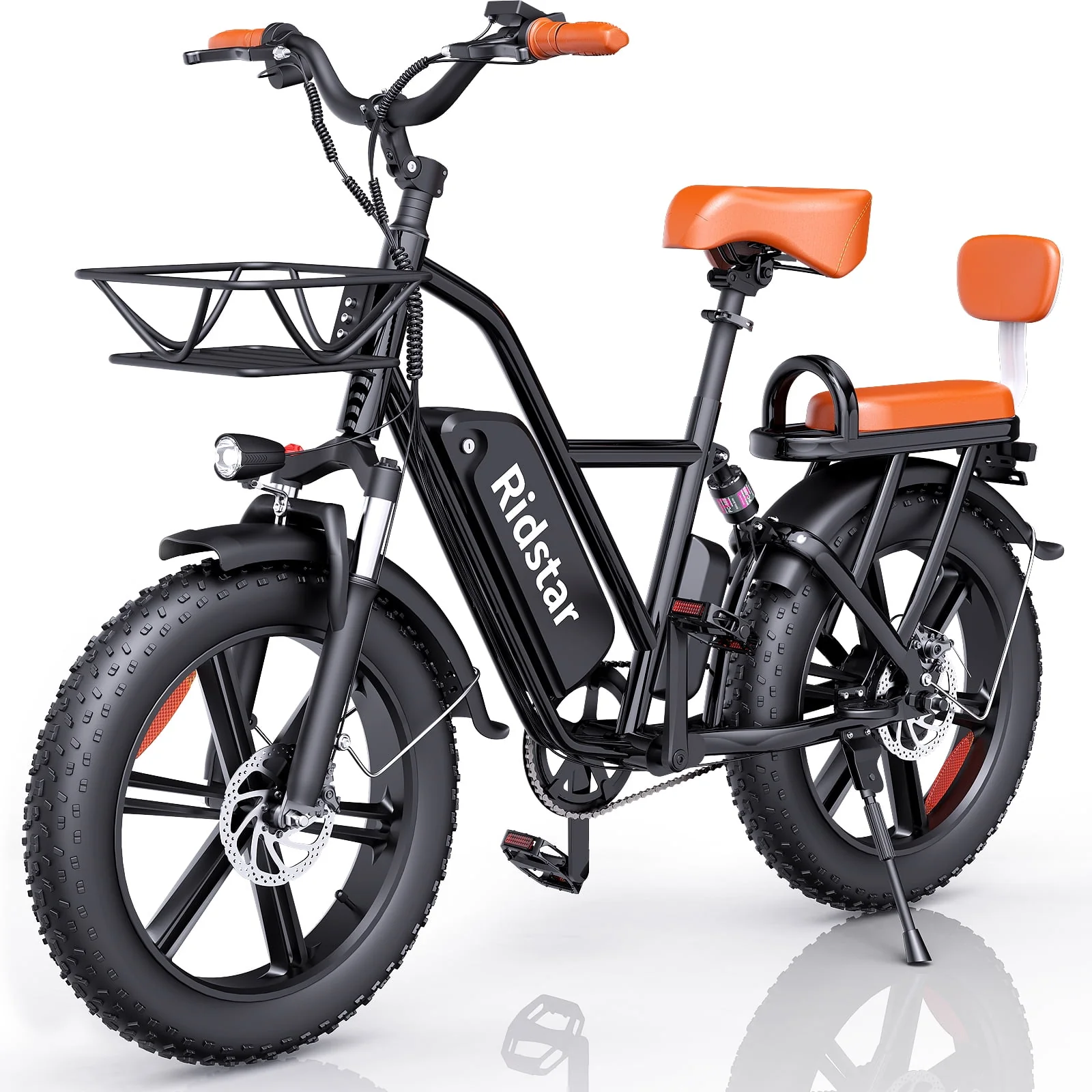 Electric Bike for Adults750W 30-70Miles 48V 15AH Removable Battery Ebike 20" x 4.0 Fat Tire Beach Commuting E-Bike 2 Seater W/Fork Suspension UL2849