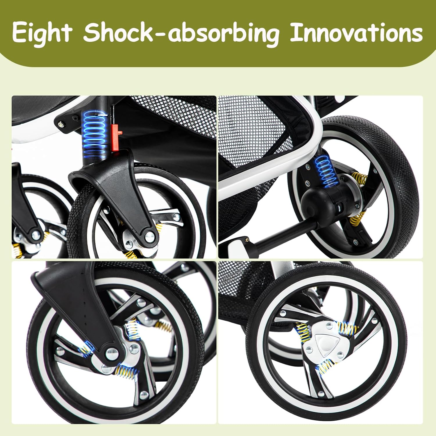 Gcarebb 3 in 1 Kinderwagen, Buggy Mit Auto Babyschale, Mit Höhenverstellbarer Kinderwagen Komplettset, KombiKinderwagen Mit Aluminiumrahmen für Neugeborene 0-4 Jahre