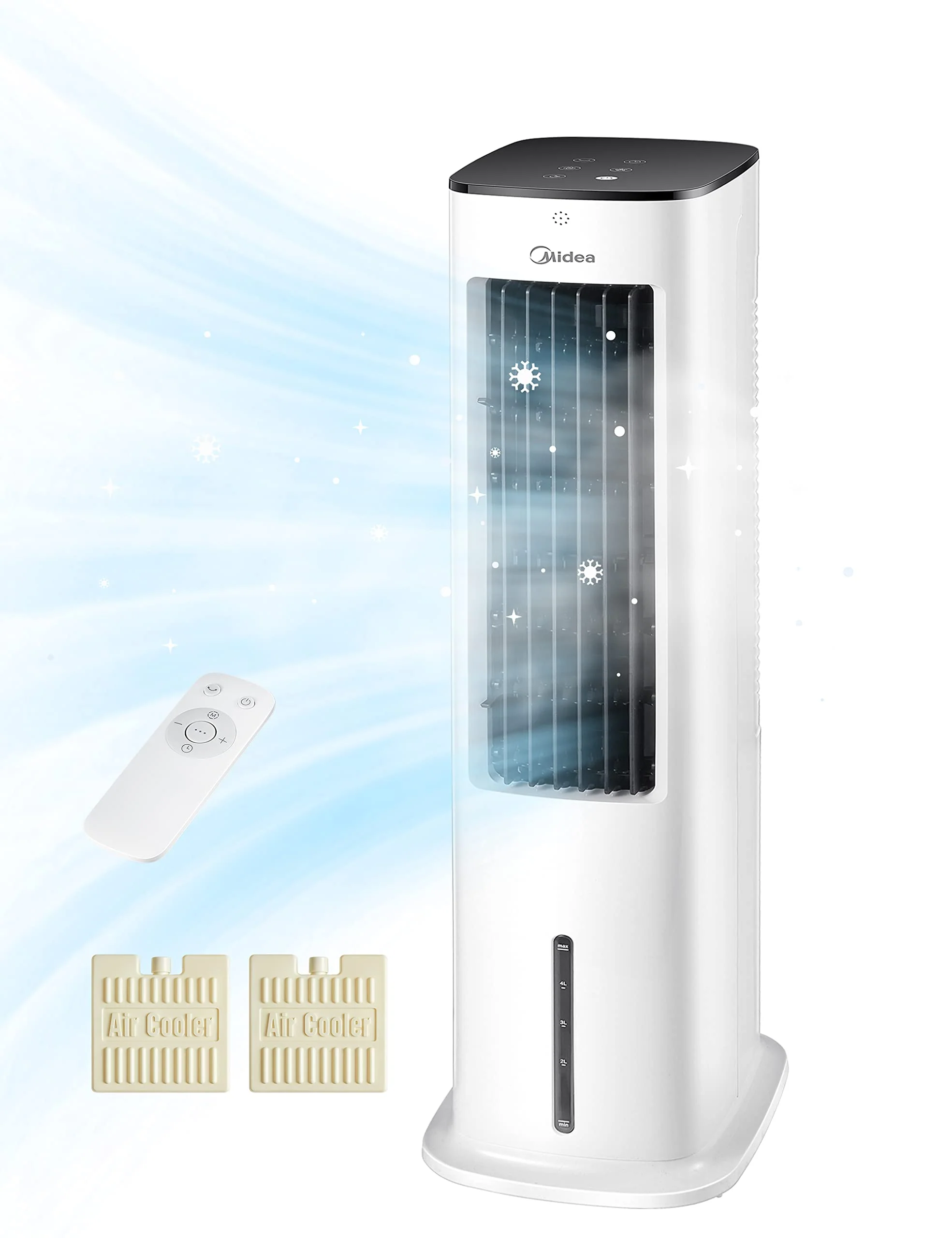 Midea MCF23XRB Luftkühler 7L – SensiCool, 2000 m³/h, 5 Modi, 6 Stufen, 28dB, Fernbedienung, Blau