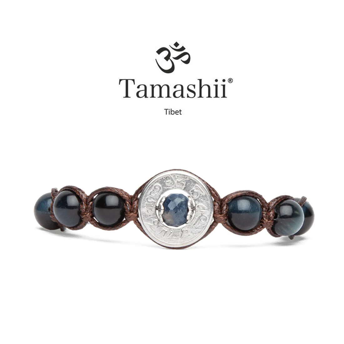 Bracciale Tamashii ruota della preghiera Zaffiro e Occhi di Falco BHS339-245S