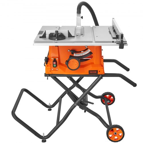 VEVOR Tischkreissäge 1800W, Tischsäge Ø254mm 4800U/min, 85mm bei 90° Querschnitt 55mm bei 45° Schrägschnitt, Winkelanschlag -60˚/60˚, Ideal für Schneiden von Holz und DIY-Holzbearbeitungsprojekte
