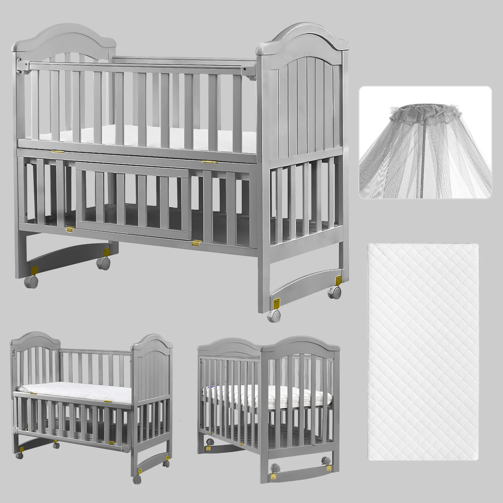HARPPA Portable Mini Crib 6 in 1 Convertible (Mattress   Mosquito Net Included)