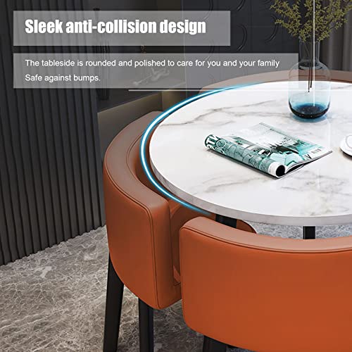 Set tavolo rotondo e sedia per negoziazione aziendale ufficio reception 80 cm tavolo con 4 sedie per casa, camera da letto, balcone, biblioteca, salotto, caffetteria, sedili in pelle : Casa e cucina