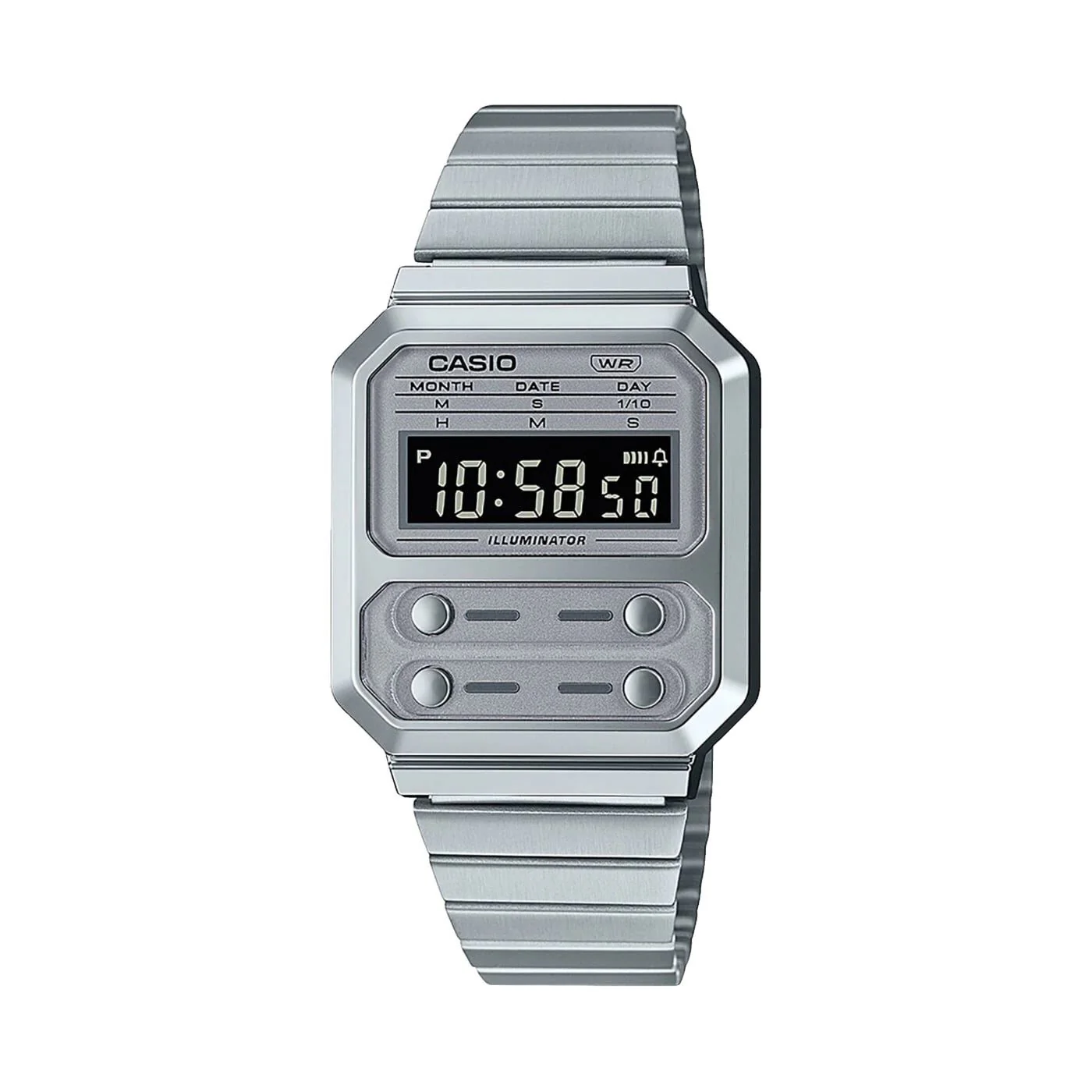 Orologio Casio vintage A100WE-7BEF quadrante silver