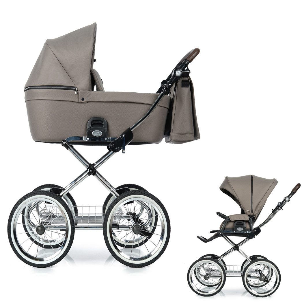 Kombi-Kinderwagen Coss Classic 2 in 1 inkl. Sportsitz und Zubehör in Farbe Brown