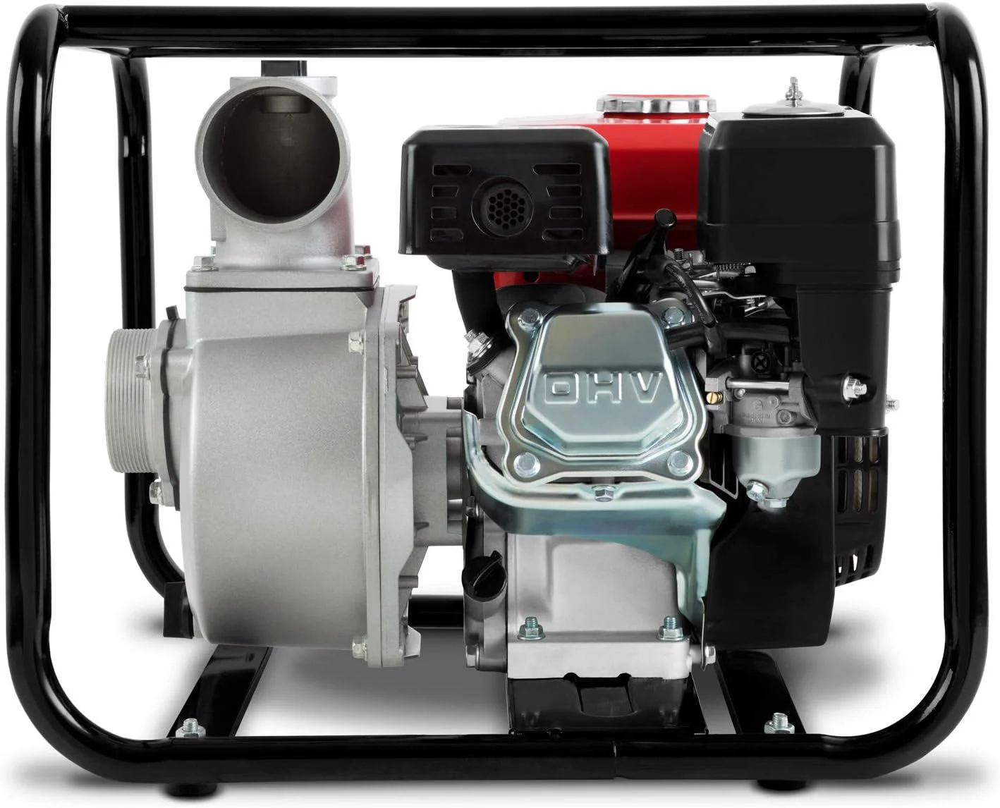 EBERTH 5,5 PK waterpomp met 30.000 l/u en 30 m opvoerhoogte, 2 inch aansluiting, tuin-/vuilwaterpomp met 4-taktmotor en 7 m aanzuighoogte, benzinepomp, trekstarter, metalen voet, handvat