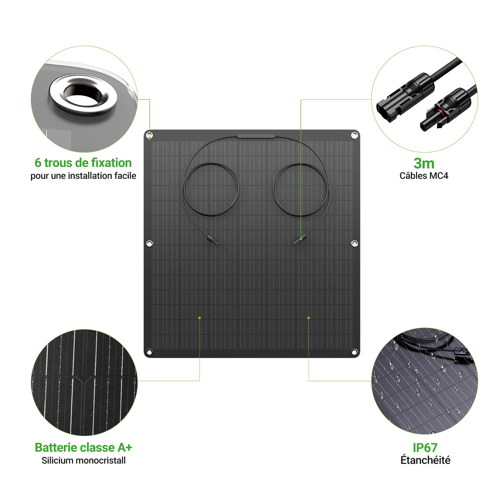 480W flexibles Solarpanel-Set mit 2x 240W monokristallinen Solarmodulen, IP67, 12V, für Wohnmobil, Boot und Balkon