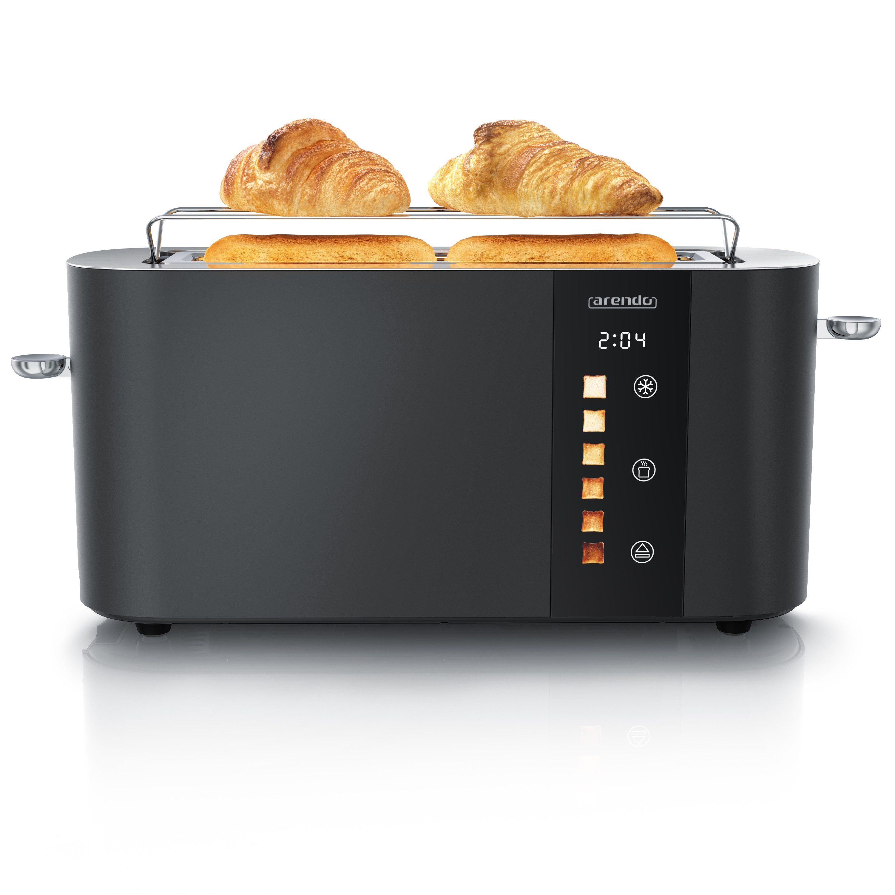 Toaster Edelstahl, Langschlitz, Touch Display, Restzeit & Bräunungsgradanzeige