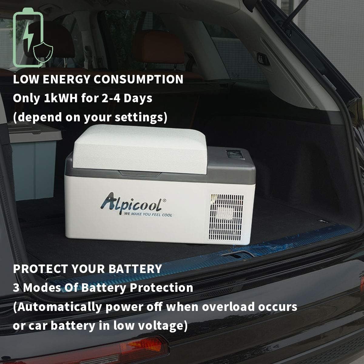 Alpicool C12 12L Cool Box 12 V Mini Fridge Electric Compressor Car Fridge Camping Freezer Box Small Portable for Car, Truck, Boat, RV with USB Connection