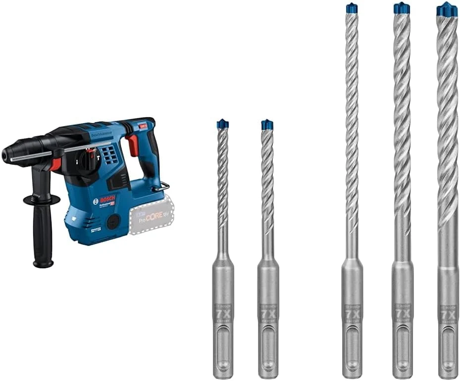 Bosch Professional 18V System Akku Bohrhammer GBH 18V-28 C (inkl. Zusatzhandgriff, Ø 5-10 mm), Fetttube, plus-7X