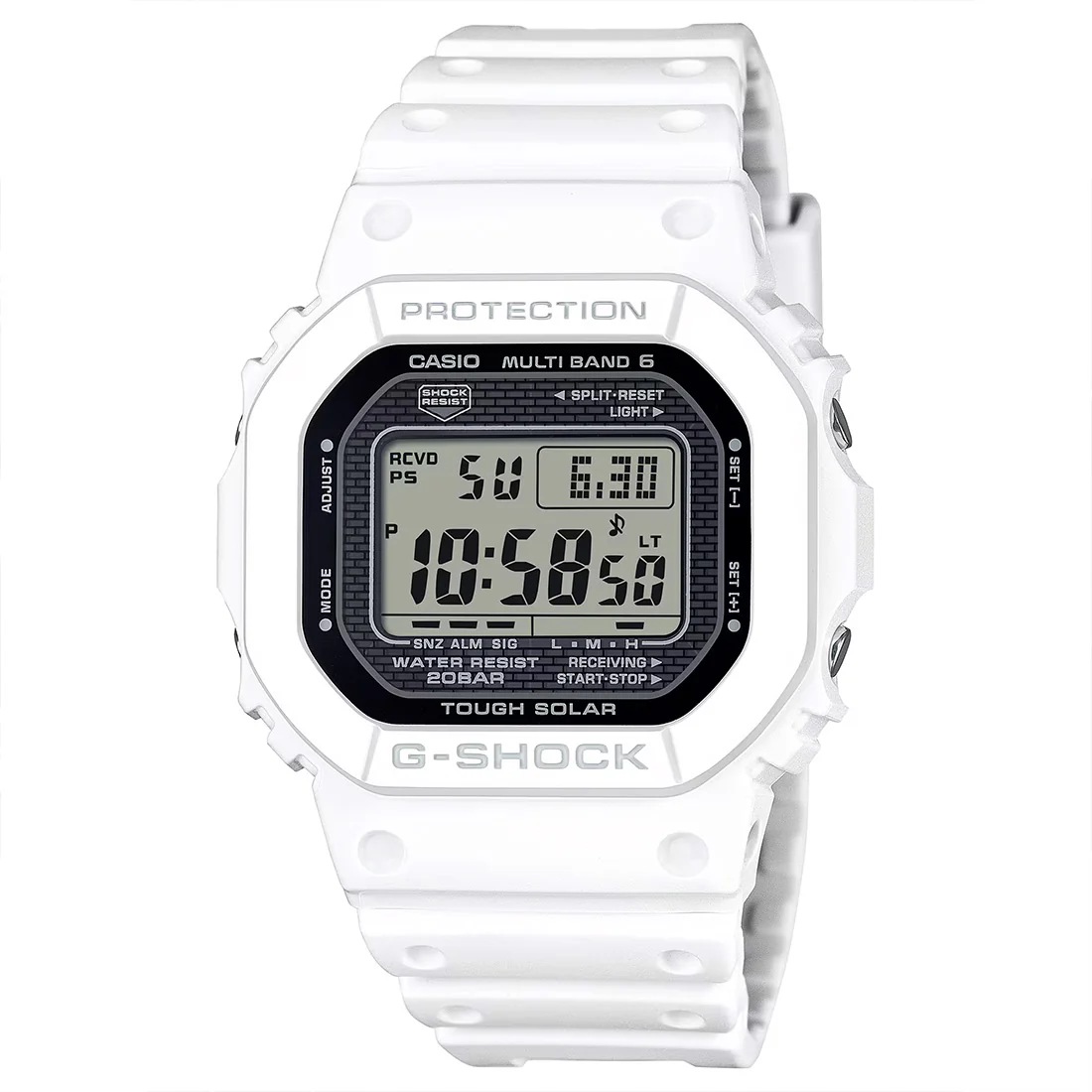 Orologio G-Shock in acciaio e resina bianco radio controllato GW-5000HS-7ER