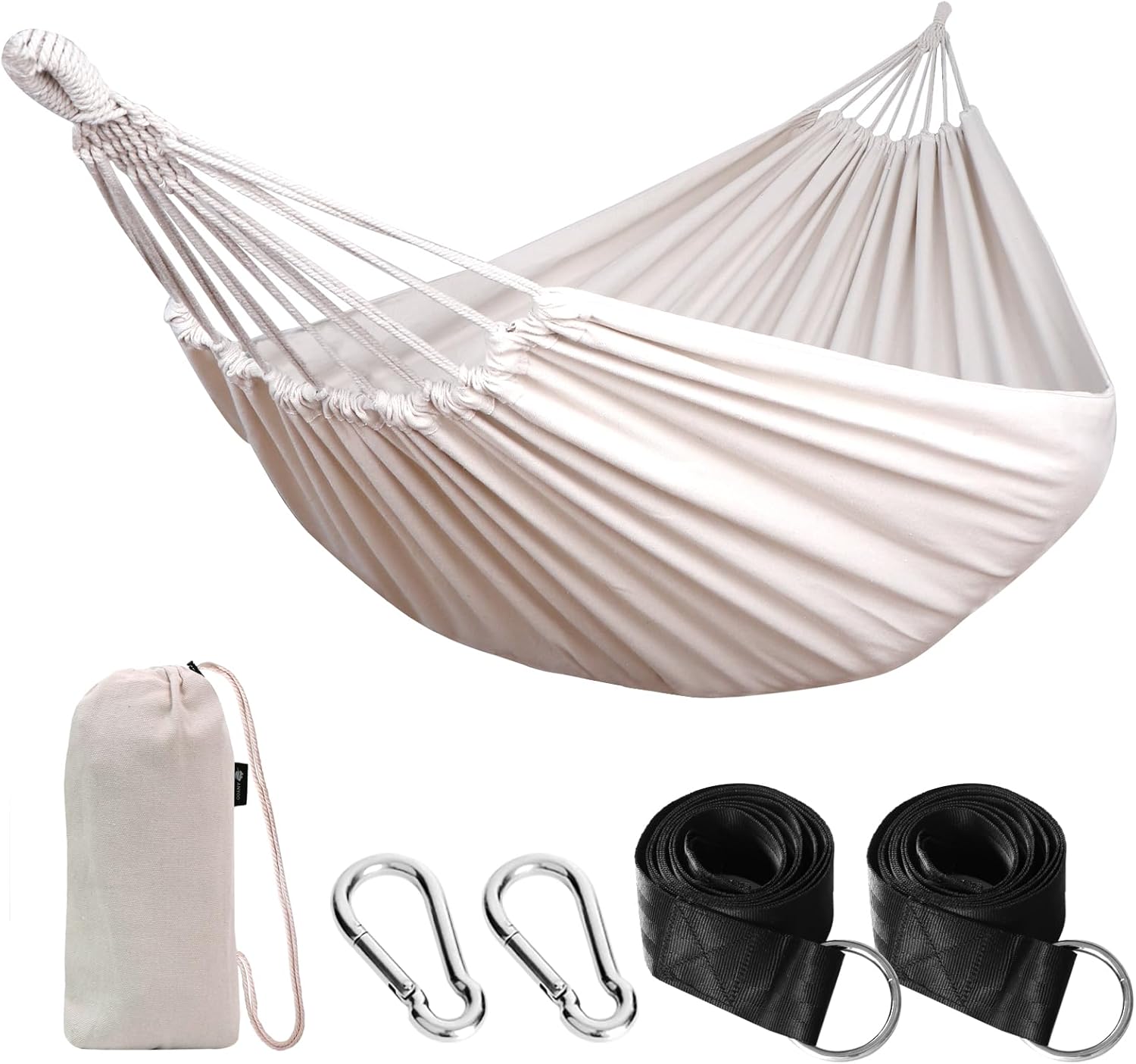 Anyoo Cotton Garden Hammock Comfortable Fabric with Tree-Friendly Straps for Hanging, Durable Portable Hammock with Travel Bag for Camping, Outdoor/Indoor, Balcony, Patio