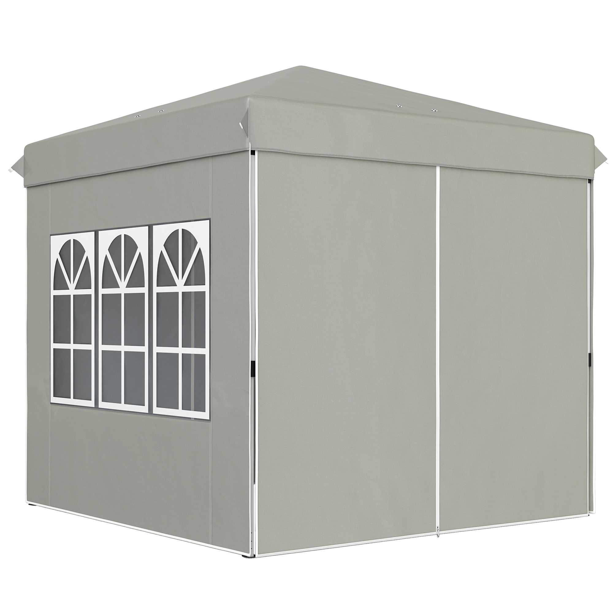 Outsunny 2,5 x 2,5 m Pop-up-Pavillon mit Seitenwänden und Tragetasche, UPF50+ höhenverstellbares Gartenzelt, Hellgrau