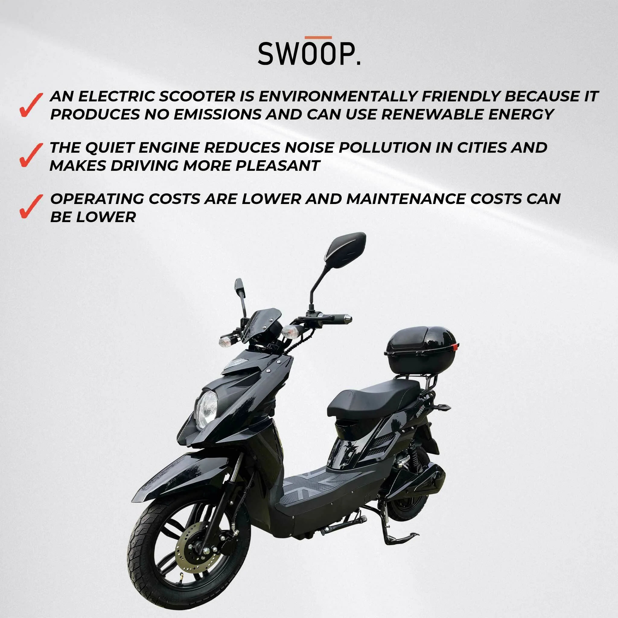 Swoop Elegante E-Scooter Elektroroller Schwarz 1000W