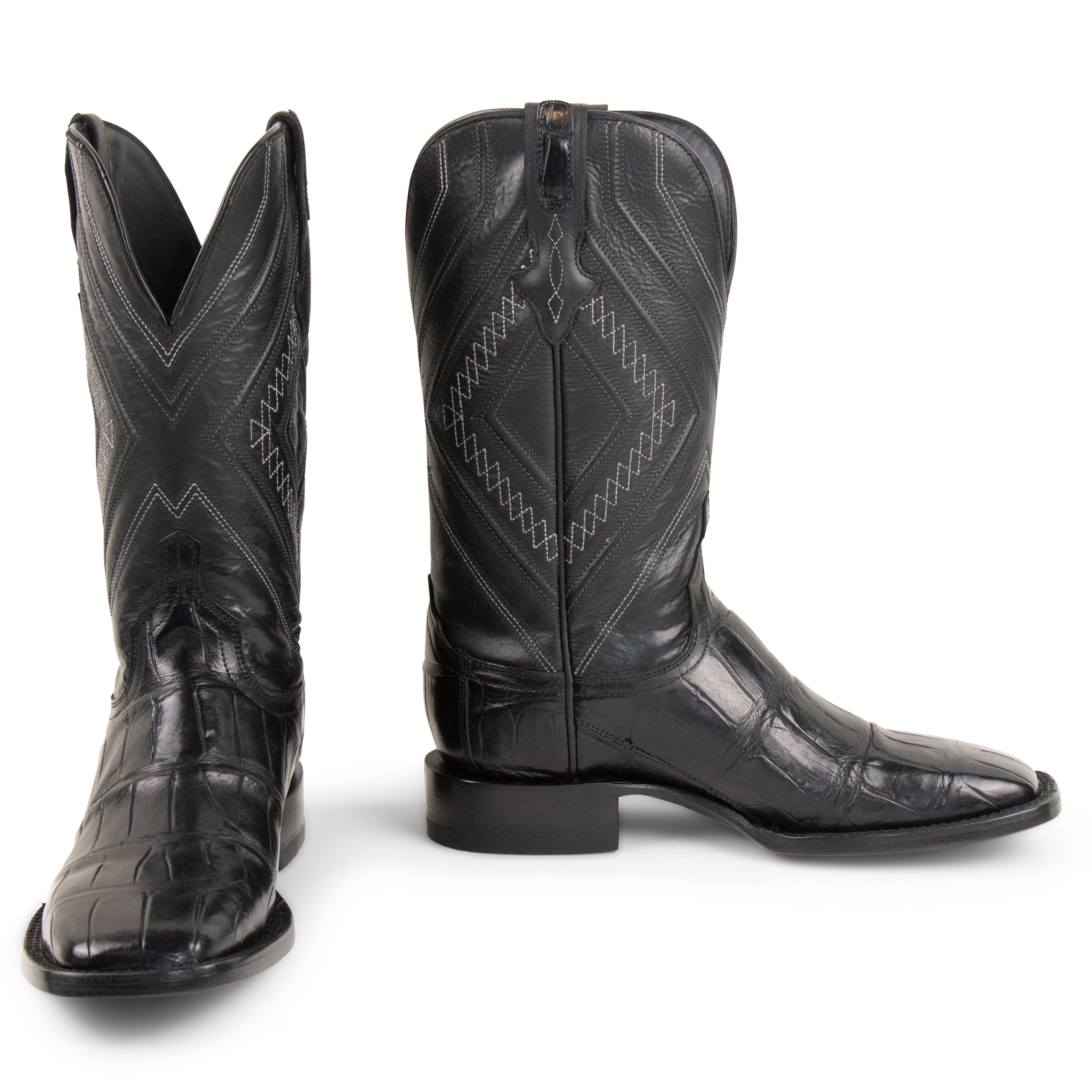 Resistol Boots Black Gold Alligator - Square Toe