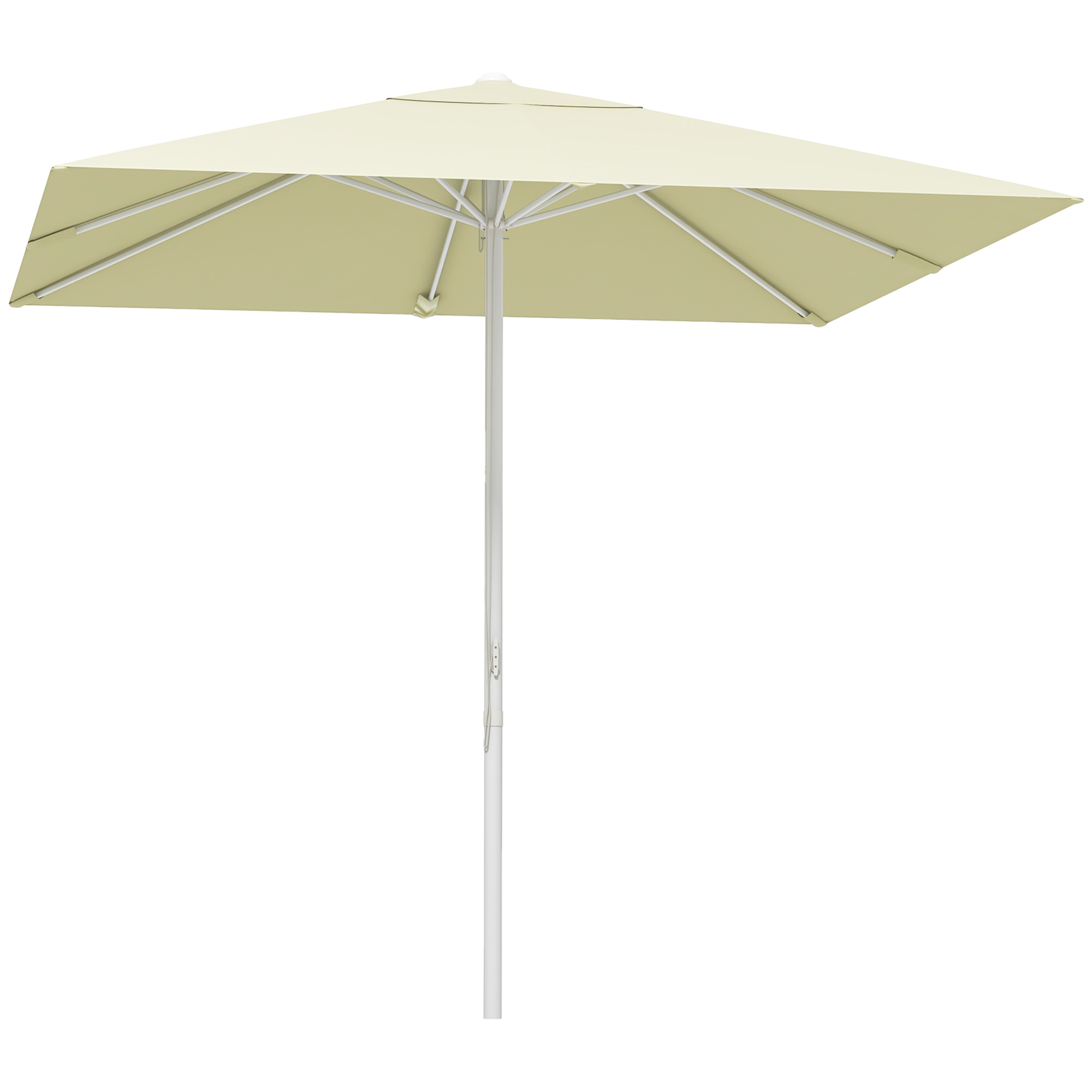 Outsunny Quadratischer Gartenschirm im Freien 2,48 x 2,48 x 2,50 m, 2 verstellbare Höhen, 180 g/m² hochdichte Stoff, Beige