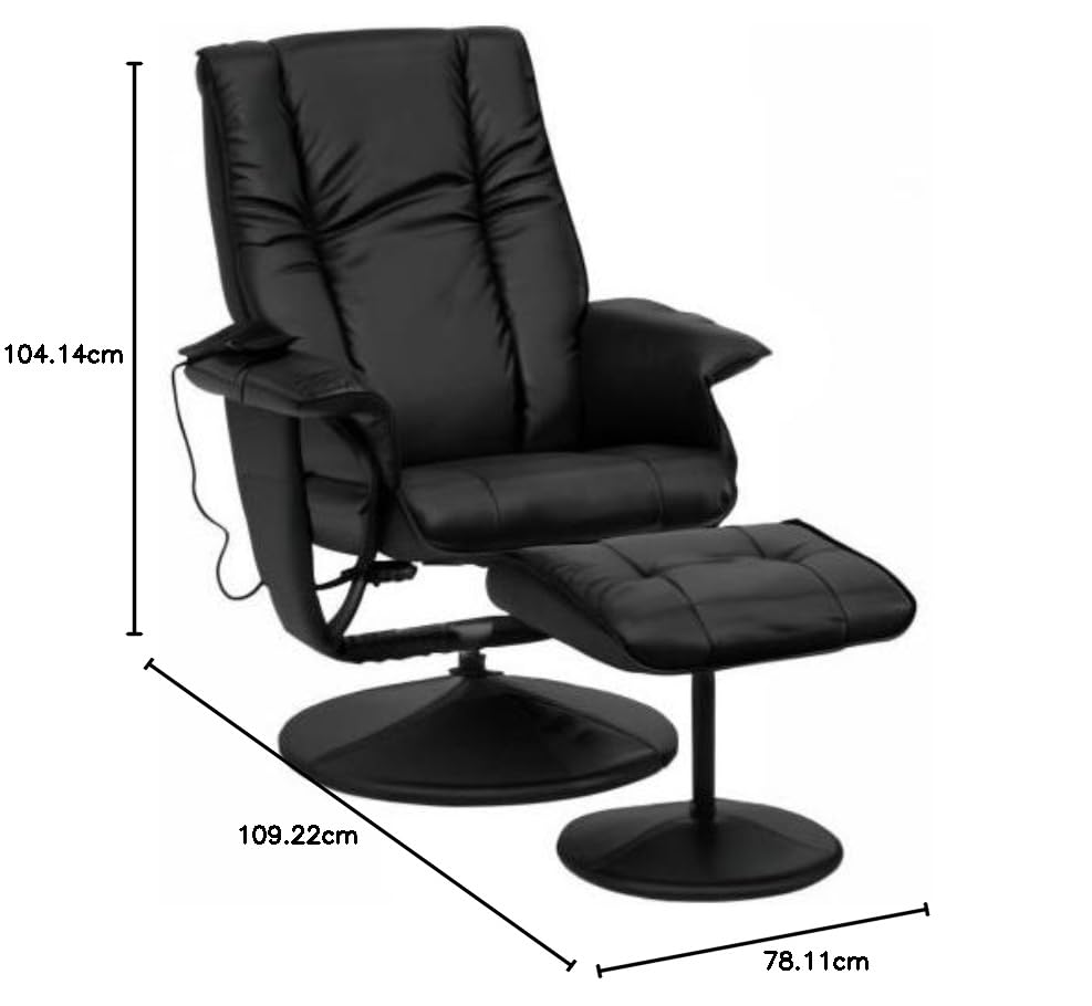 Flash Furniture Massage Black Leather Recliner Poltrona massaggiante reclinabile e ottomana Base Rivestita in Pelle, Metallo, Nero, 83.82 x 63.5 x 45.72 cm : Amazon.it: Casa e cucina
