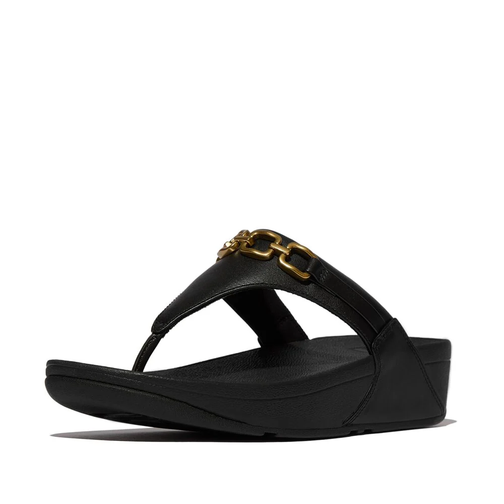 FitFlop Lulu Leder Zehenstegsandalen Black