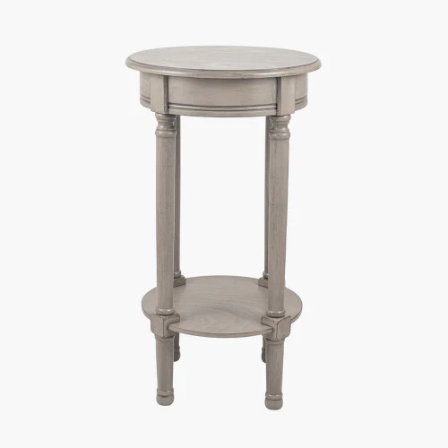 Heritage Taupe Pine Wood Round Accent Table K/D