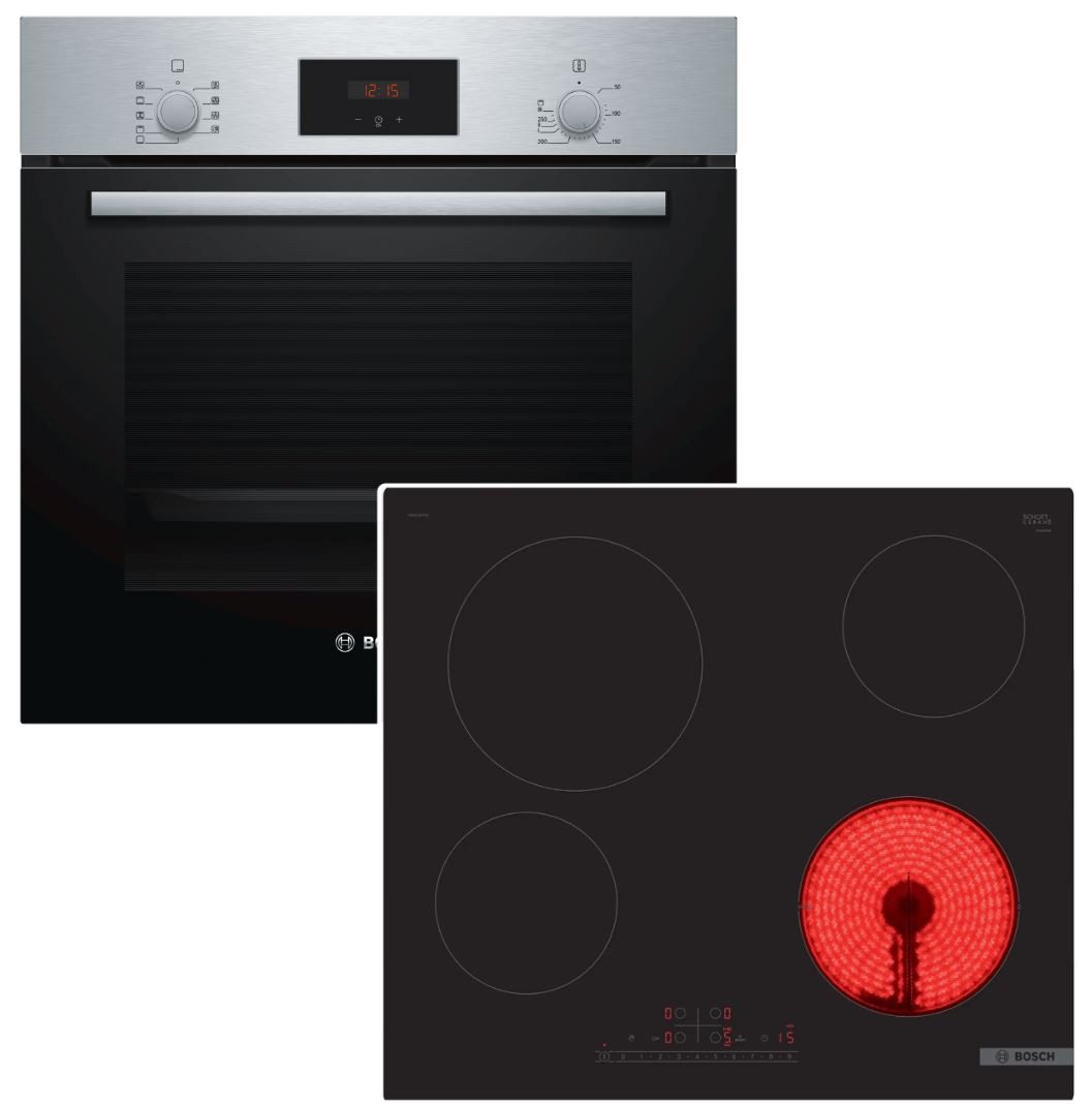 Backofen-Set Schnellaufheizung Teleskop + Glaskeramikkochfeld Booster autark 60 cm