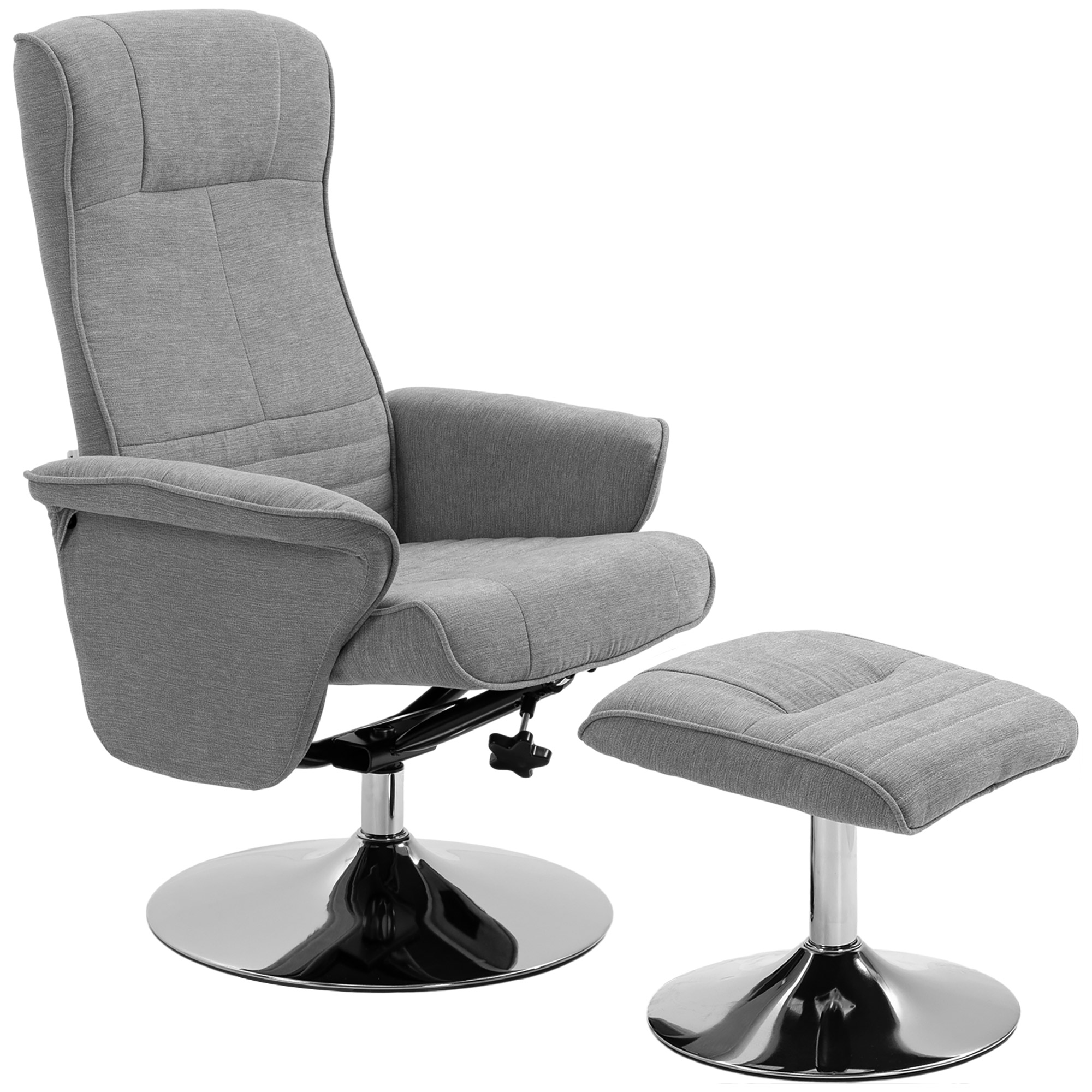 HOMCOM Relaxsessel mit Hocker, drehbar, neigbare Rückenlehne, bis 150 kg, 69 x 71 x 104 cm, Grau