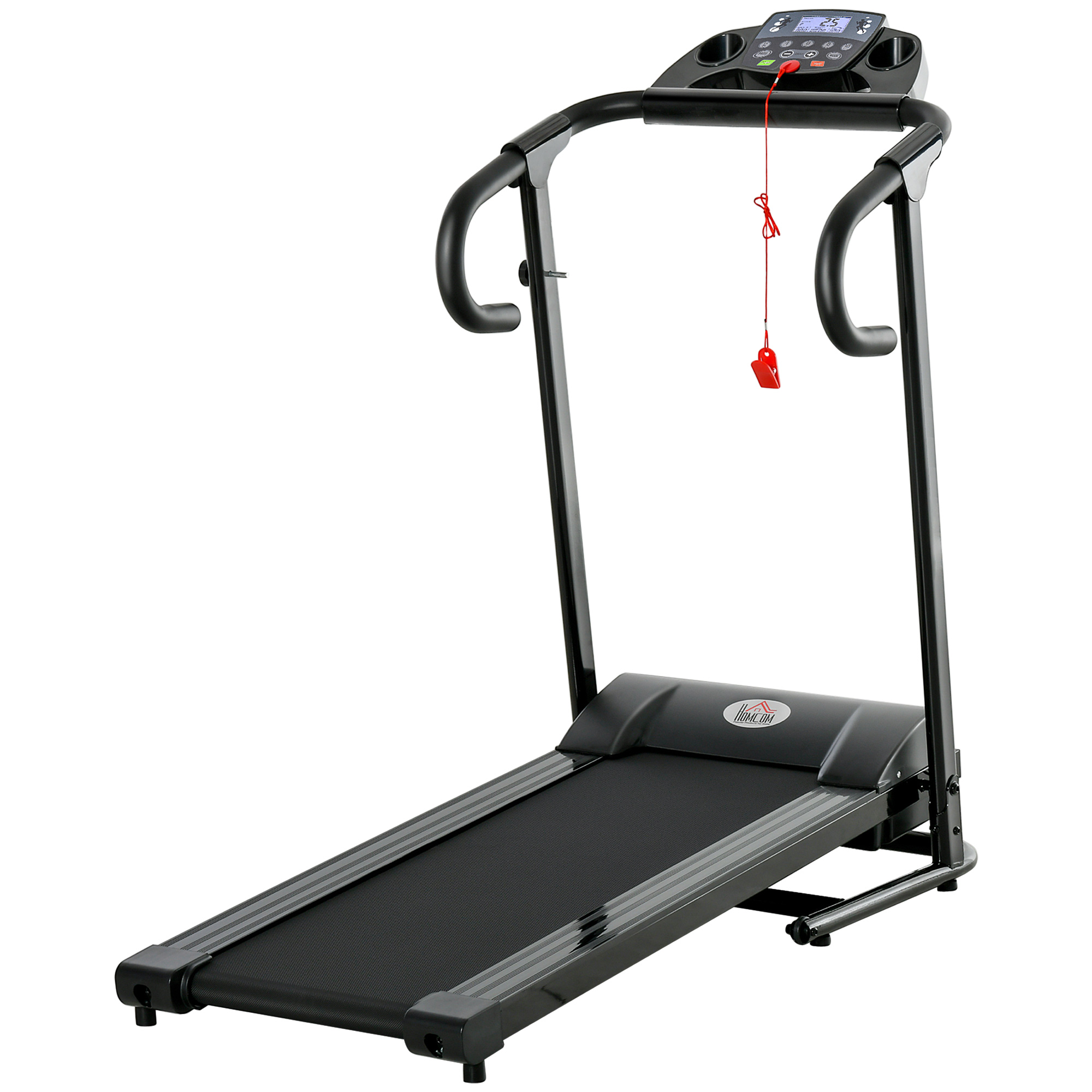 homcom Elektrisches Laufband, faltbar, mit LCD-Display, Geschwindigkeit 0,8-10km/h und 3 Programme, Leistung 500 W, 123 x 62 x 117 cm, Schwarz