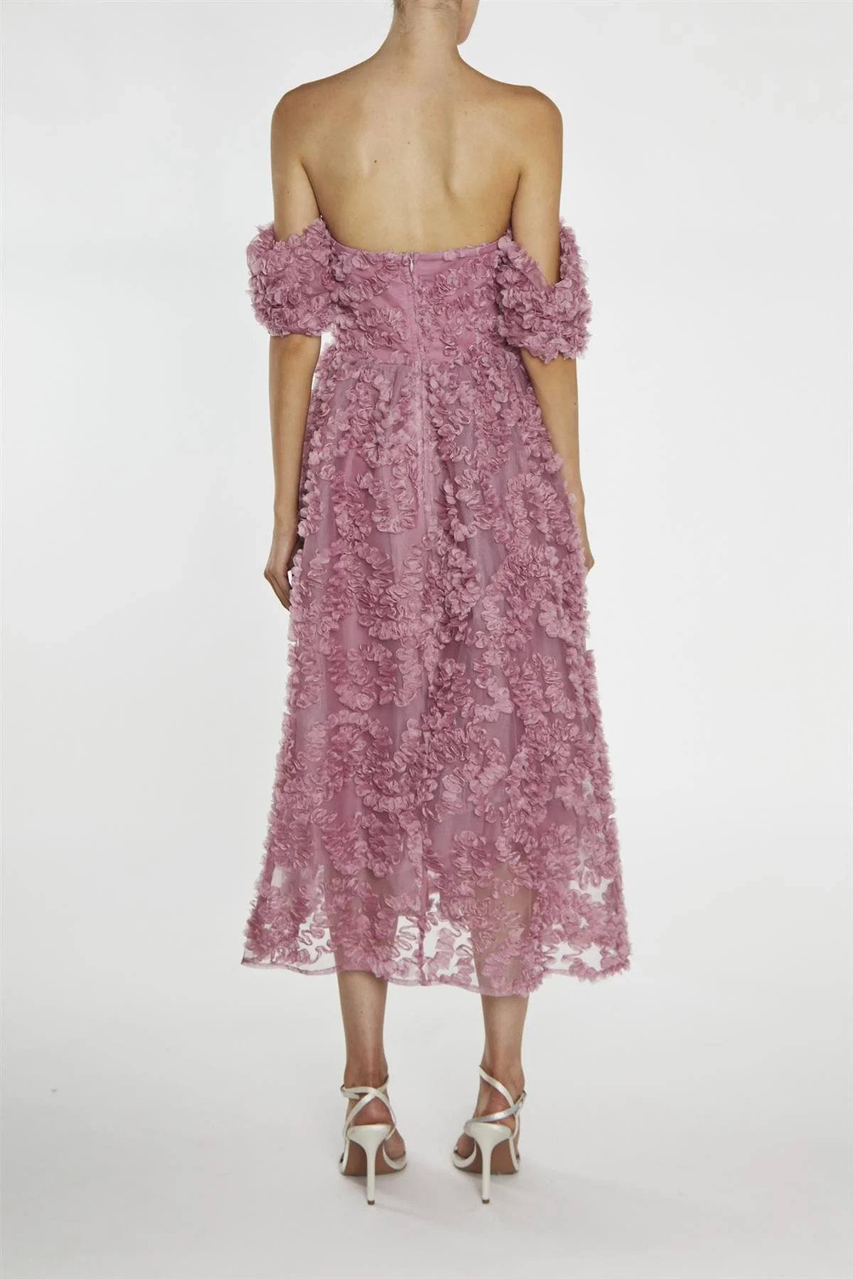 Amelia Dusty Rose Bardot Bust Cup Midi Dress