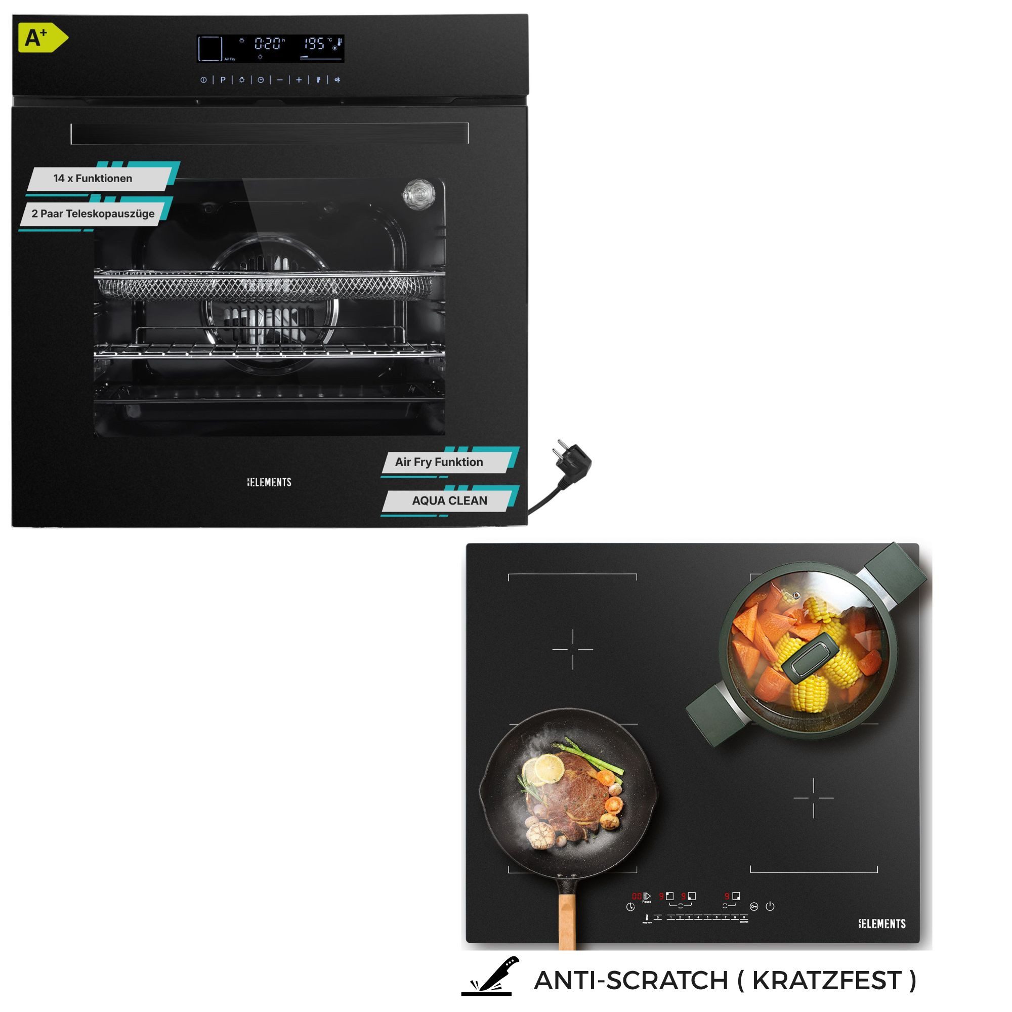 Induktions Herd-Set Kratzfestes Induktion 60 cm mit Einbaubackofen 60 cm