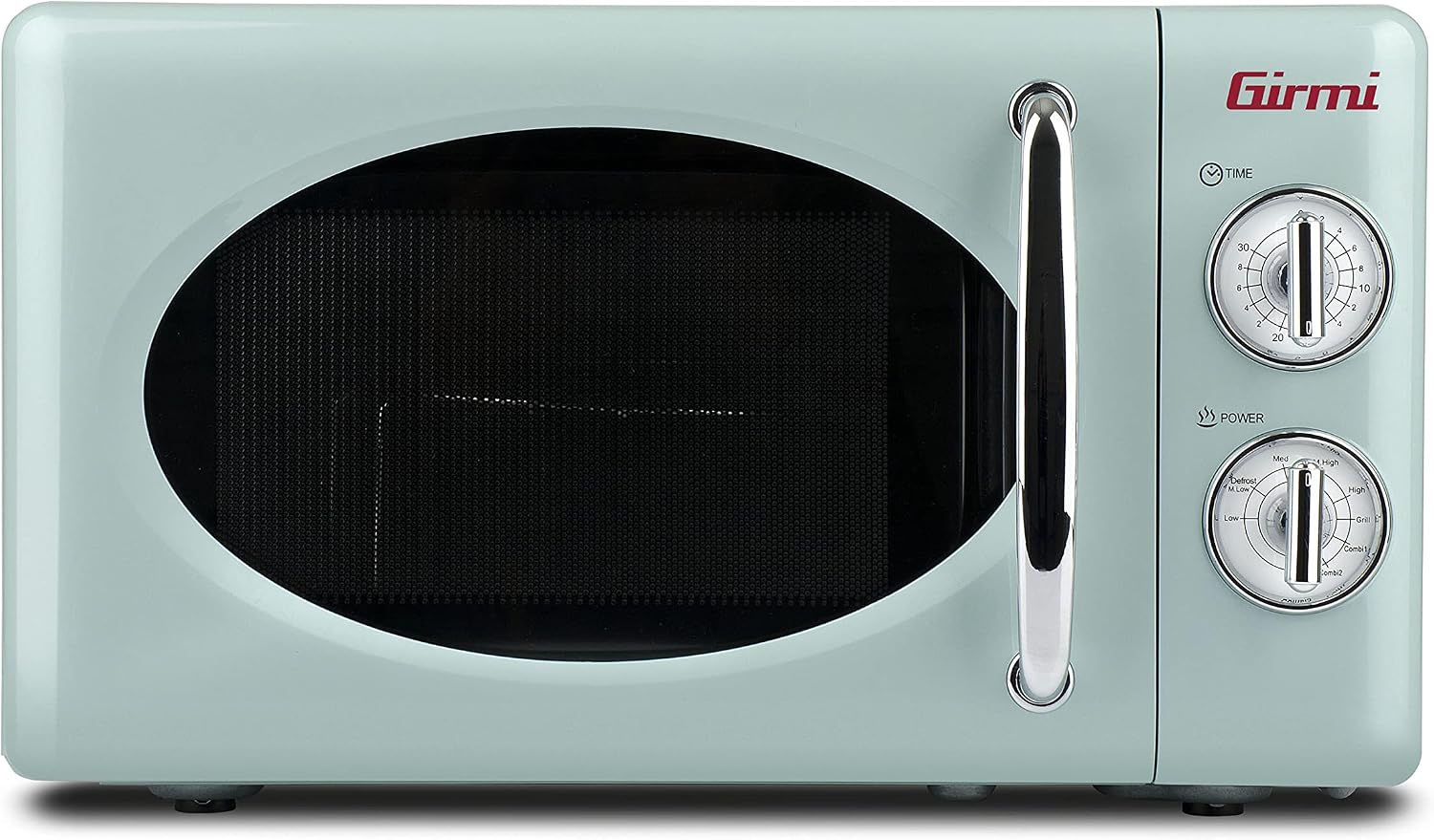 Girmi FM21 Forno Microonde Combinato, Vintage Design, 20 Litri, 700+800W, Cottura combinata, Funzione scongelamento, Timer 30 min, Verde acqua
