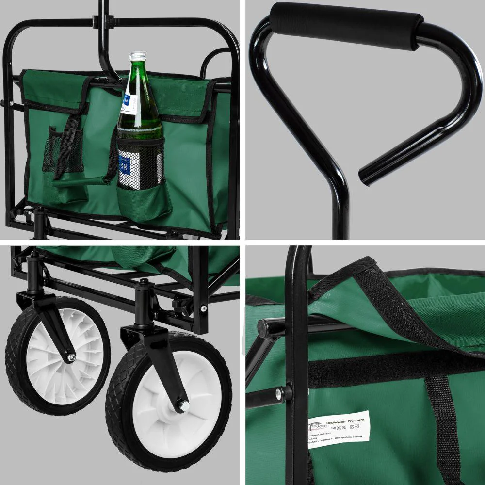 Carrello da giardino pieghevole 80 kg attrezzi da giardinaggio verdi