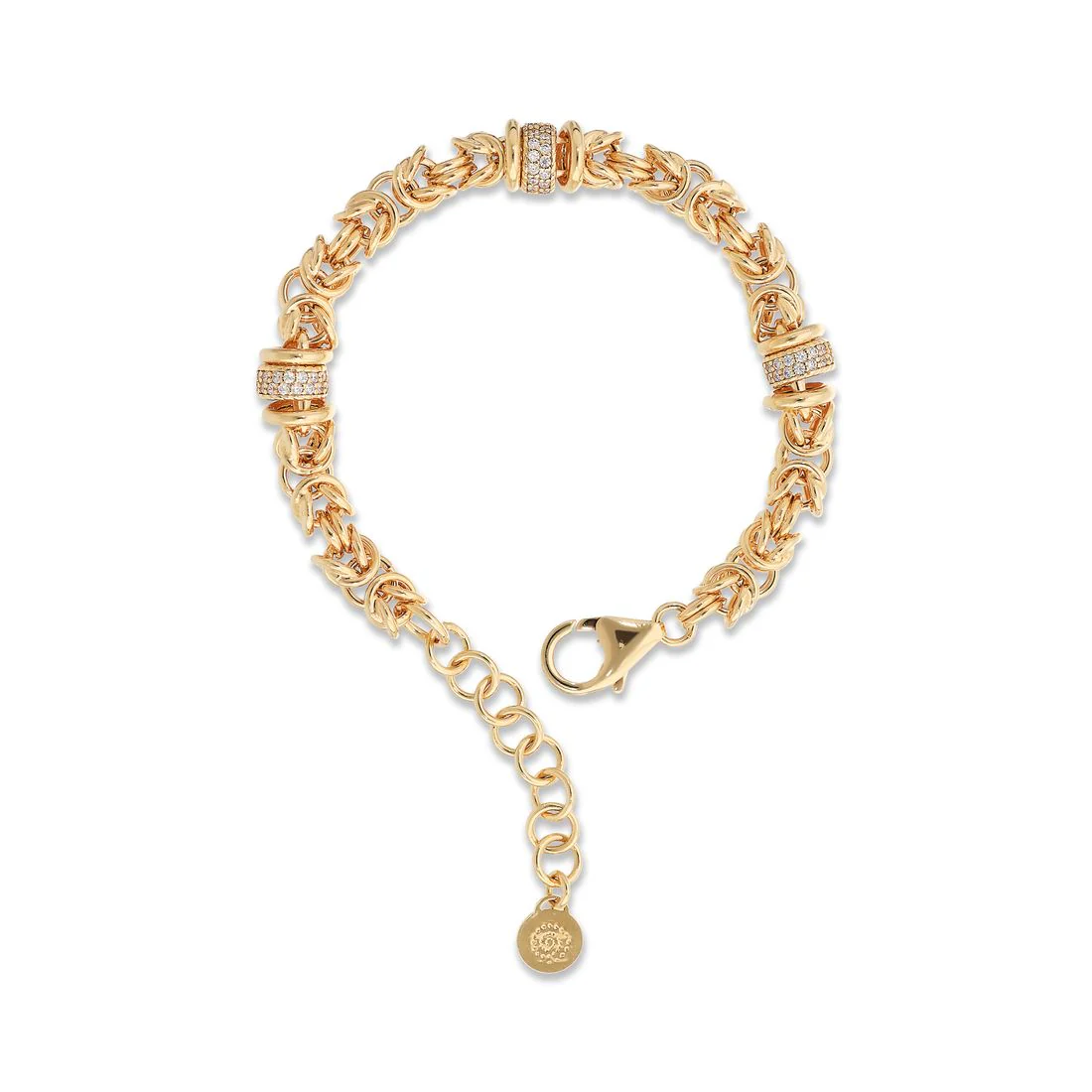 Bracciale Etrusca Gioielli catena Bizantina con rondelle e zirconi WSET00872.YG