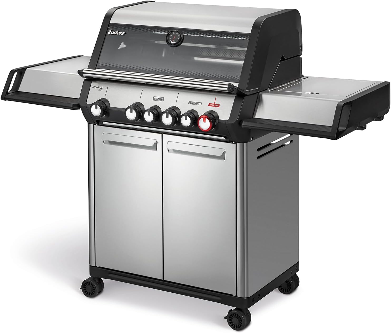 Enders® Gasgrill Monroe Pro 4 SIKR Turbo, 4-Brenner, mit Kocher und Infrarot-Heckbrenner, PanoVision Sichtfenster, Gussrost, Aluguss Grill, 800 °C TURBO ZONE™, SIMPLE CLEAN™, #8362
