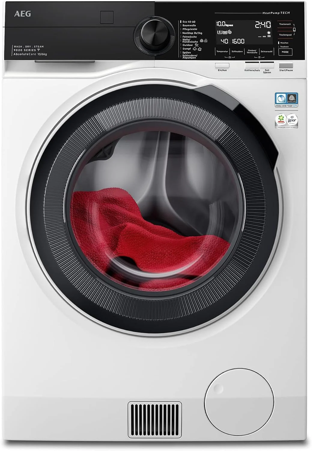 AEG Wifi Waschtrockner mit Wärmepumpe, LWR9W80600, 10 kg Waschen, 6 kg Trocknen, 1600 U/min, SensiDry, schonend und energiesparend, C, Mengenautomatik