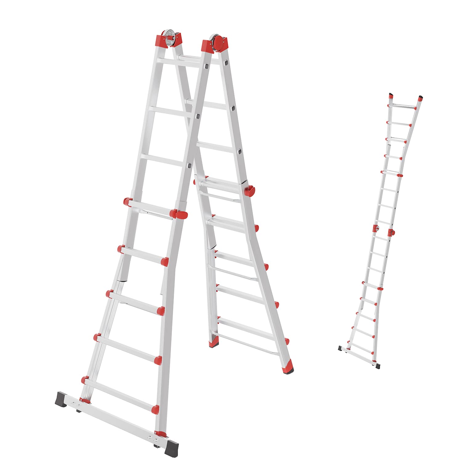 Hailo M80 Alu Schiebeleiter 4x5 Sprossen 150 kg Sicherheitsgelenke Rastgriffe höhenverstellbar rostfrei Silber