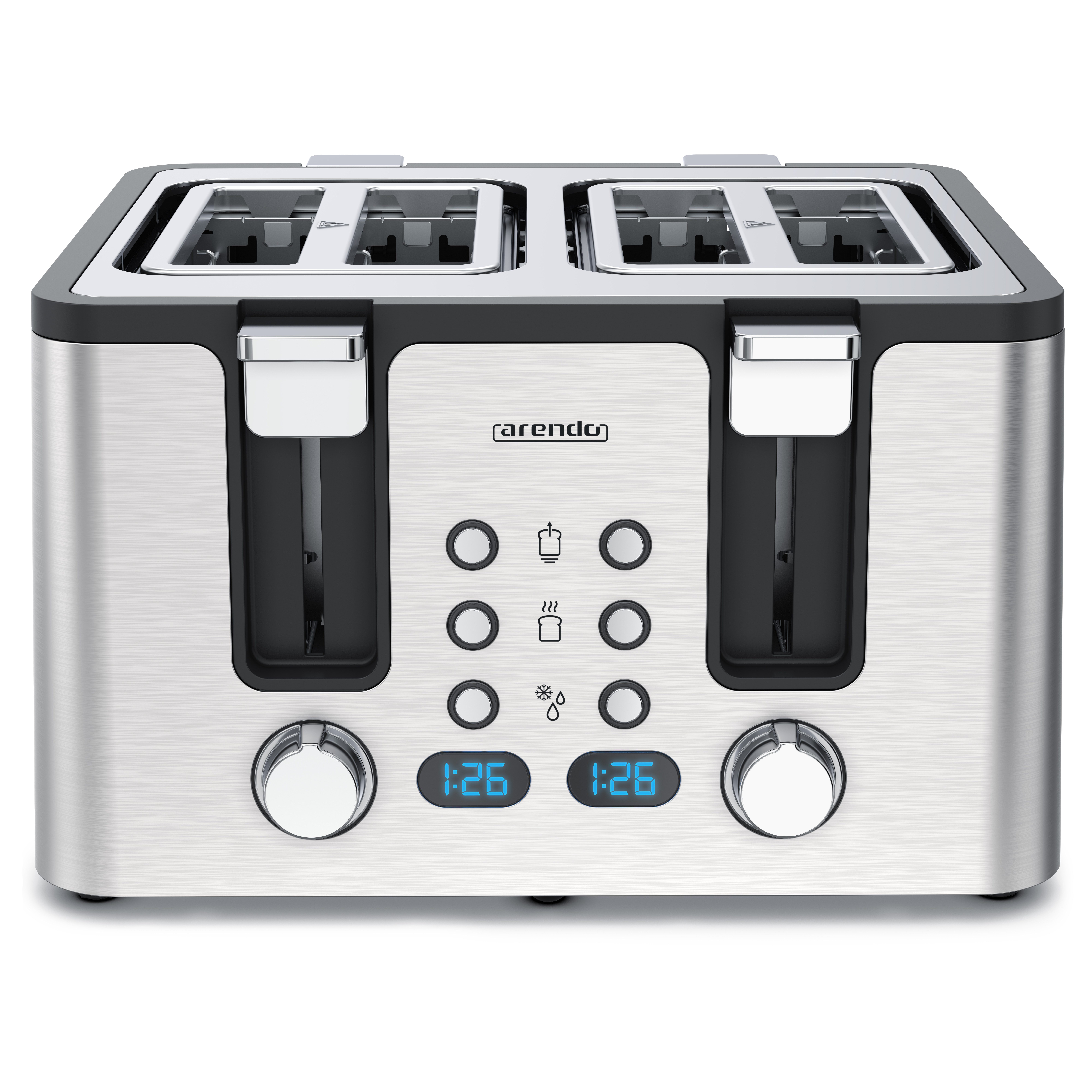 Toaster Edelstahl, Brötchenaufsatz, Restzeitanzeige, Silber