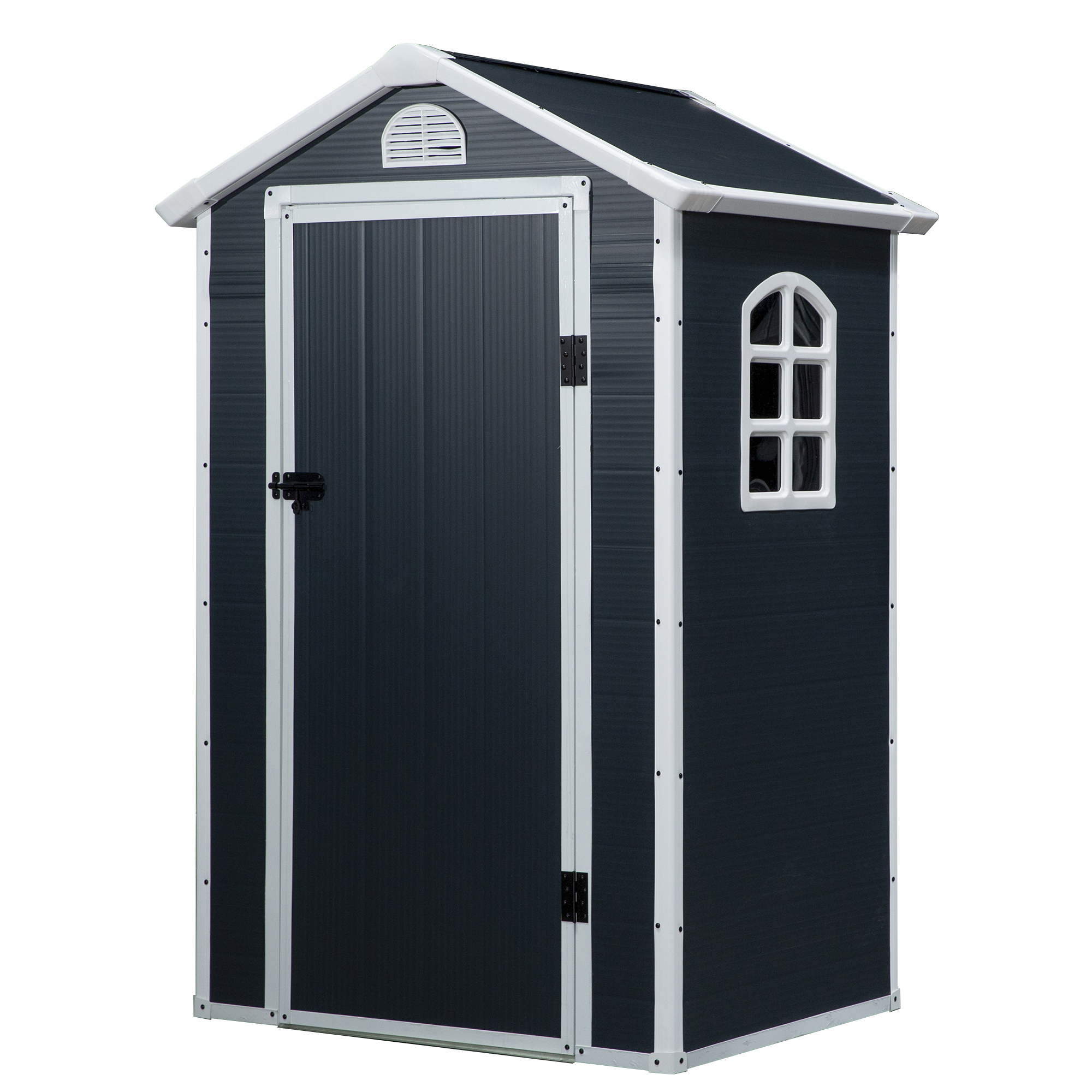 Outsunny Gereedschapsschuur tuinhuis met raam puntdak outdoor metaal grijs