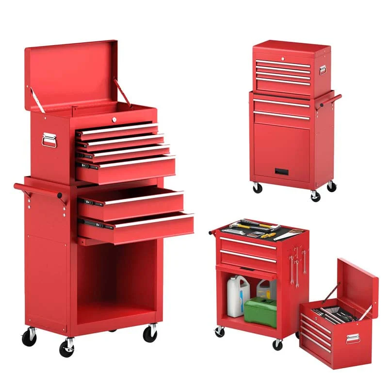 6 Drawer Rolling Tool Chest Removable Tool Storage Cabinet Toolbox Organizer With Sliding Drawers Amp Lock - Durable Tools For Home Projects