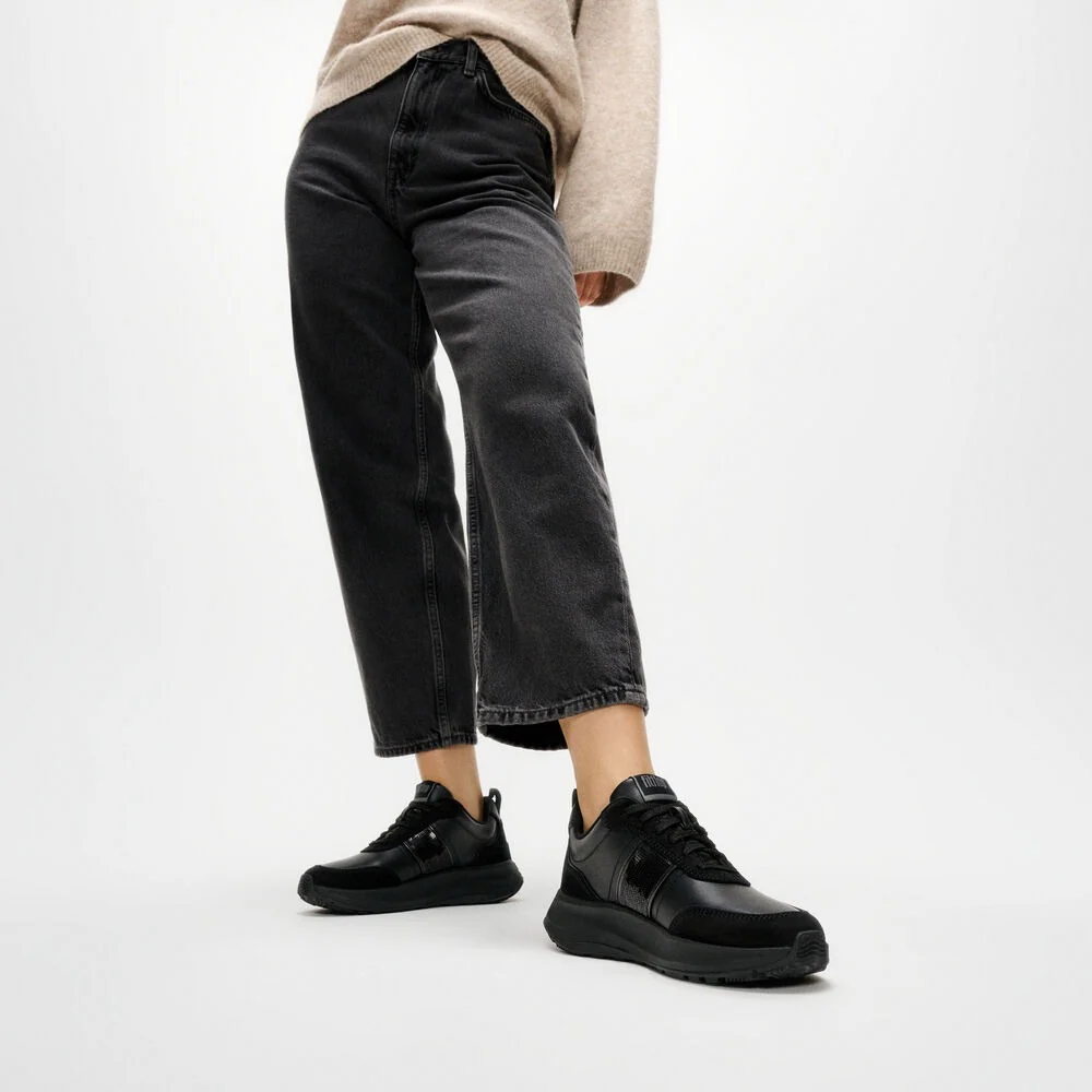 FitFlop F-MODE Black Flow Pailletten Suede/Leather Sneaker