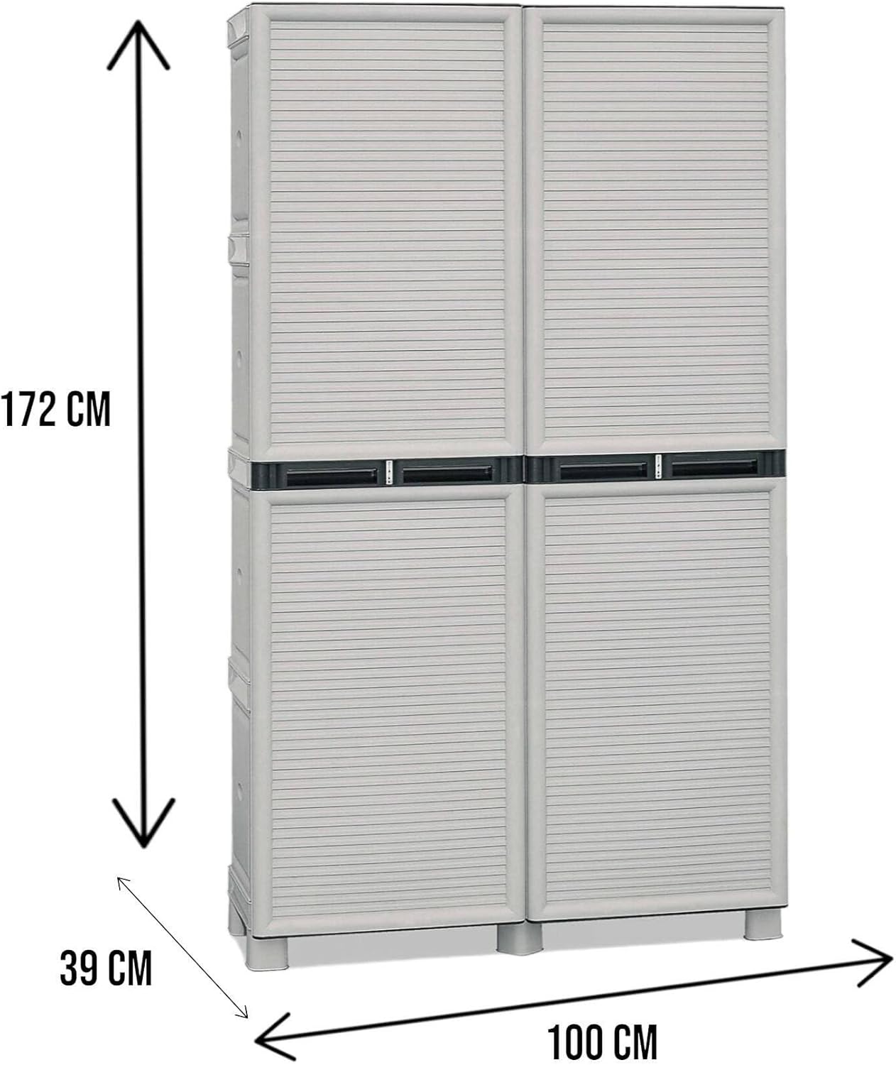 Dmora - Liege Outdoor Cabinet, Outdoor Cabinet, Multi-Purpose Laundry Cabinet, 100% Made in Italy, Light Grey, 100 x 39 x 172 cm