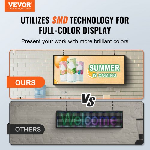 VEVOR Programmierbares LED-Schild, P6 Vollfarb-LED-Scrolling-Panel, DIY-Anzeigetafel mit Benutzerdefiniertem Textanimationsmuster, WIFI-USB-Steuerung, Nachrichten-Ladenschild 99 x 41 cm